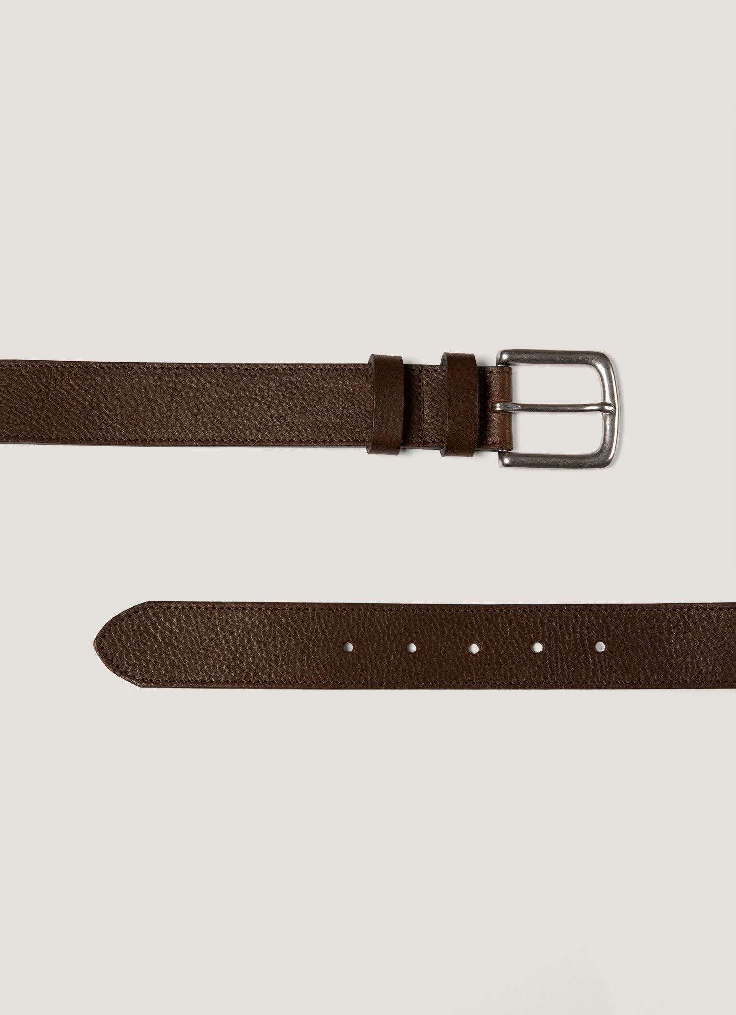 Men's Grained Leather Belt in Brown - Image 2