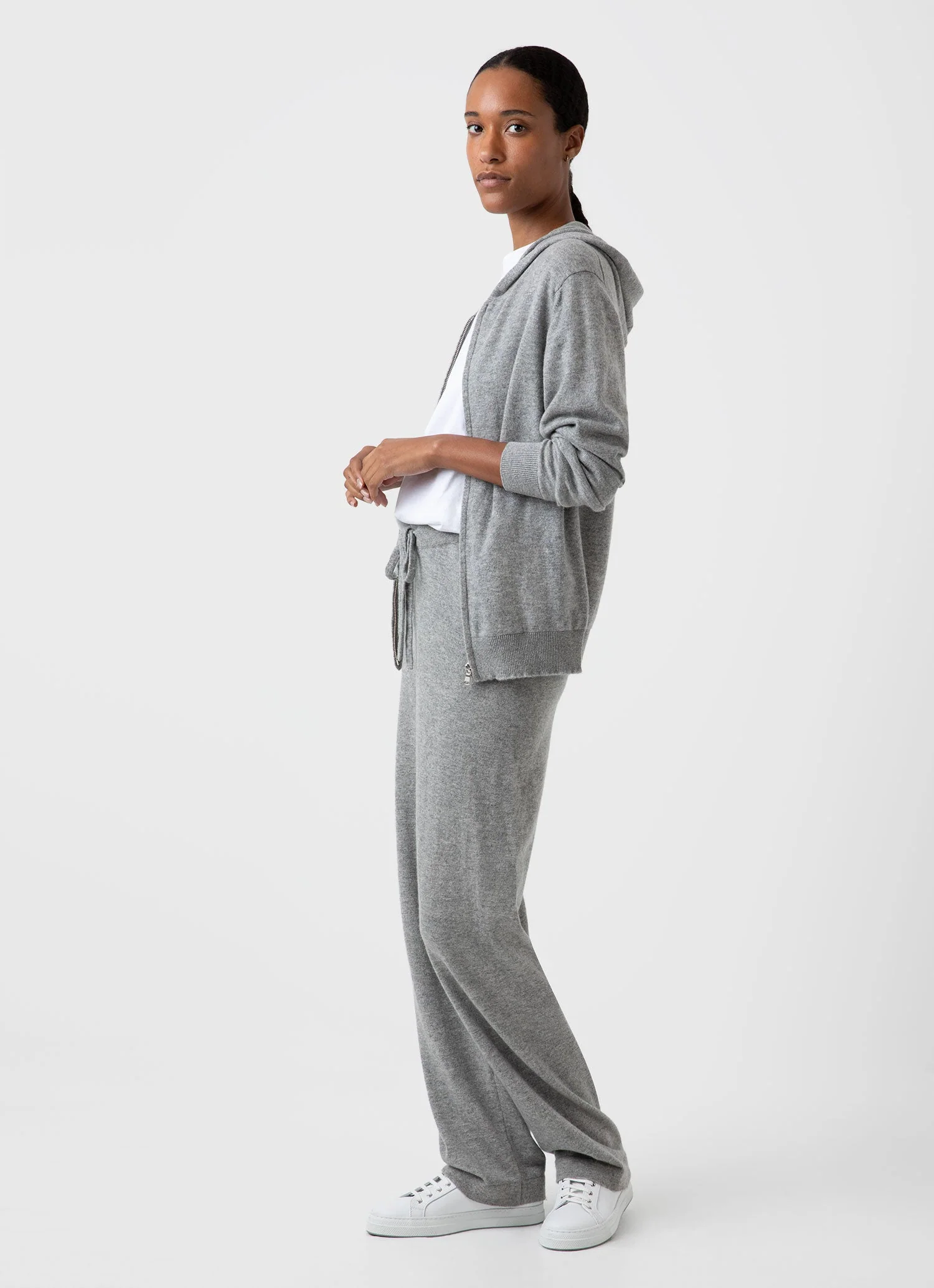 Women's Cashmere Lounge Pant in Grey Melange - Image 3