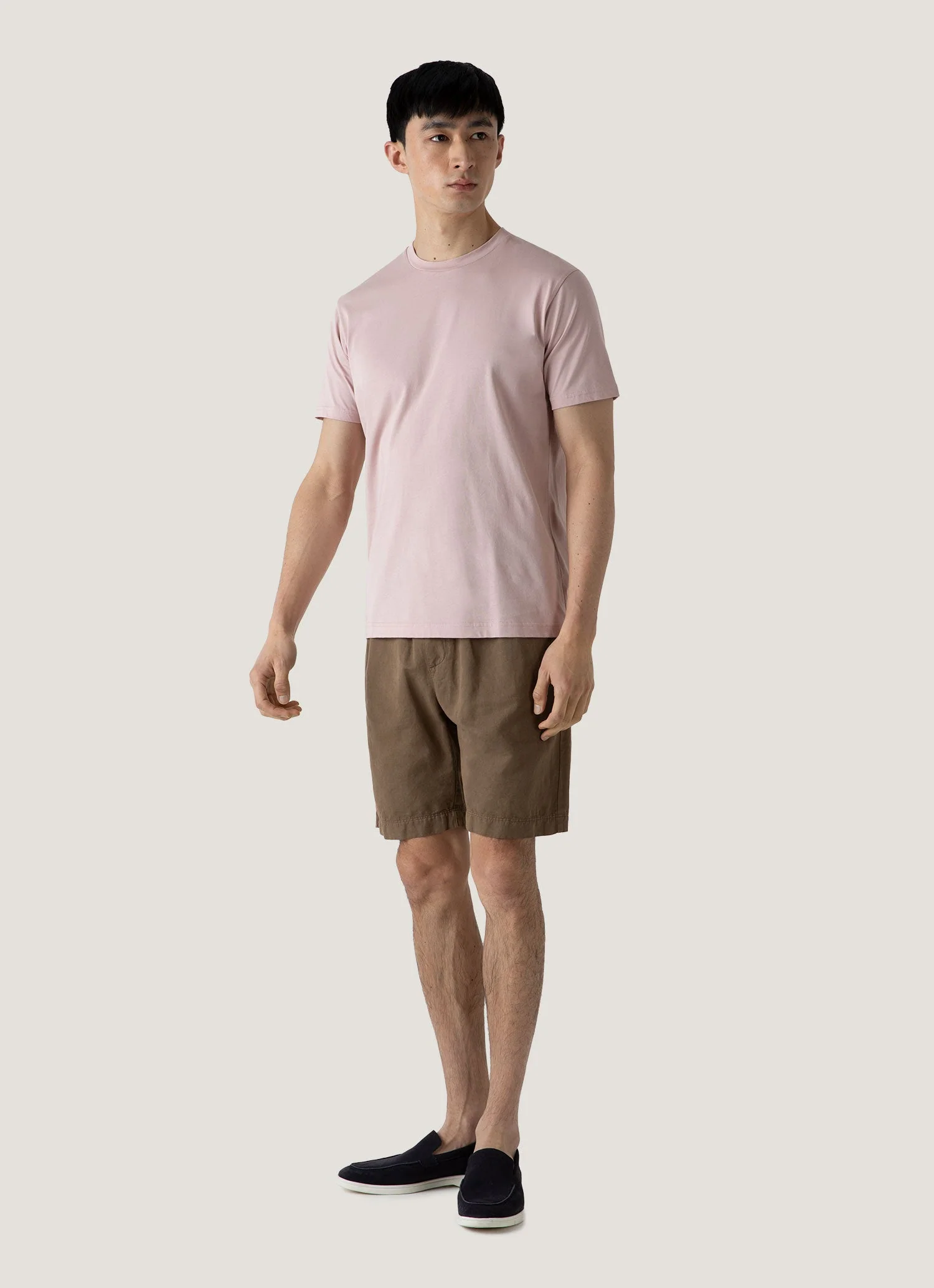 Men's Cotton Linen Drawstring Shorts in Dark Tan - Image 2