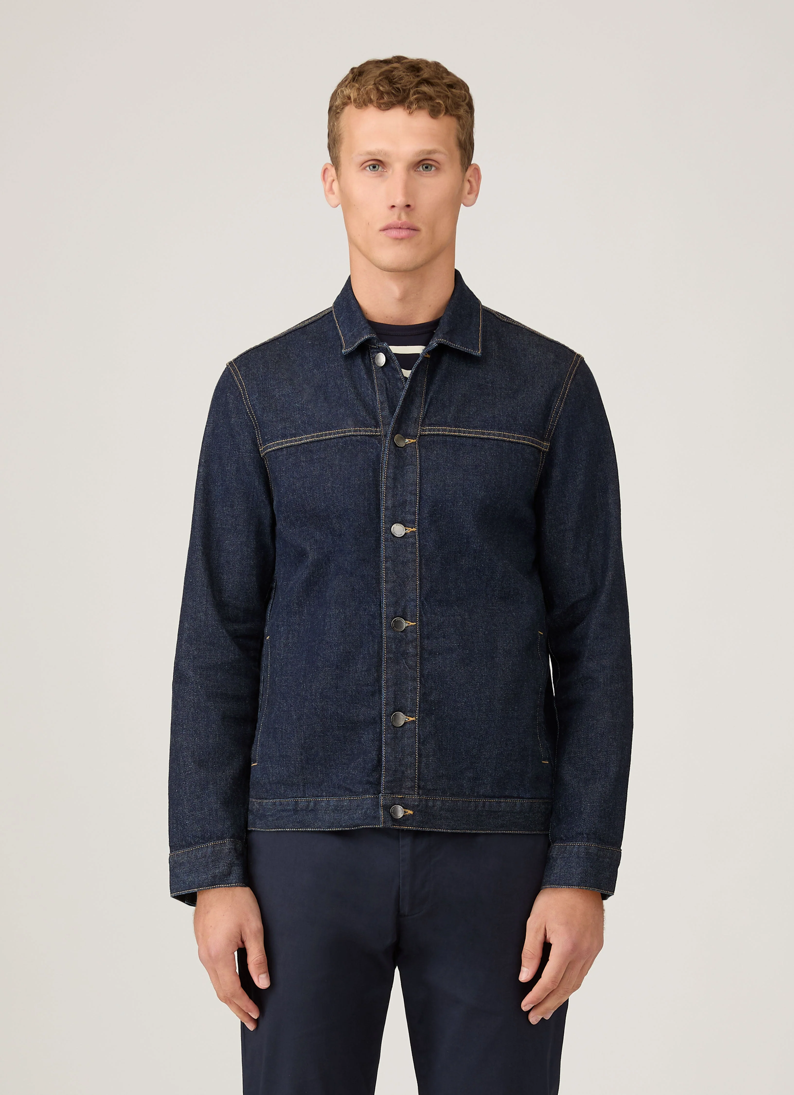 Men's 13oz Japanese Denim Jacket in Rinse Wash Denim - Image 2