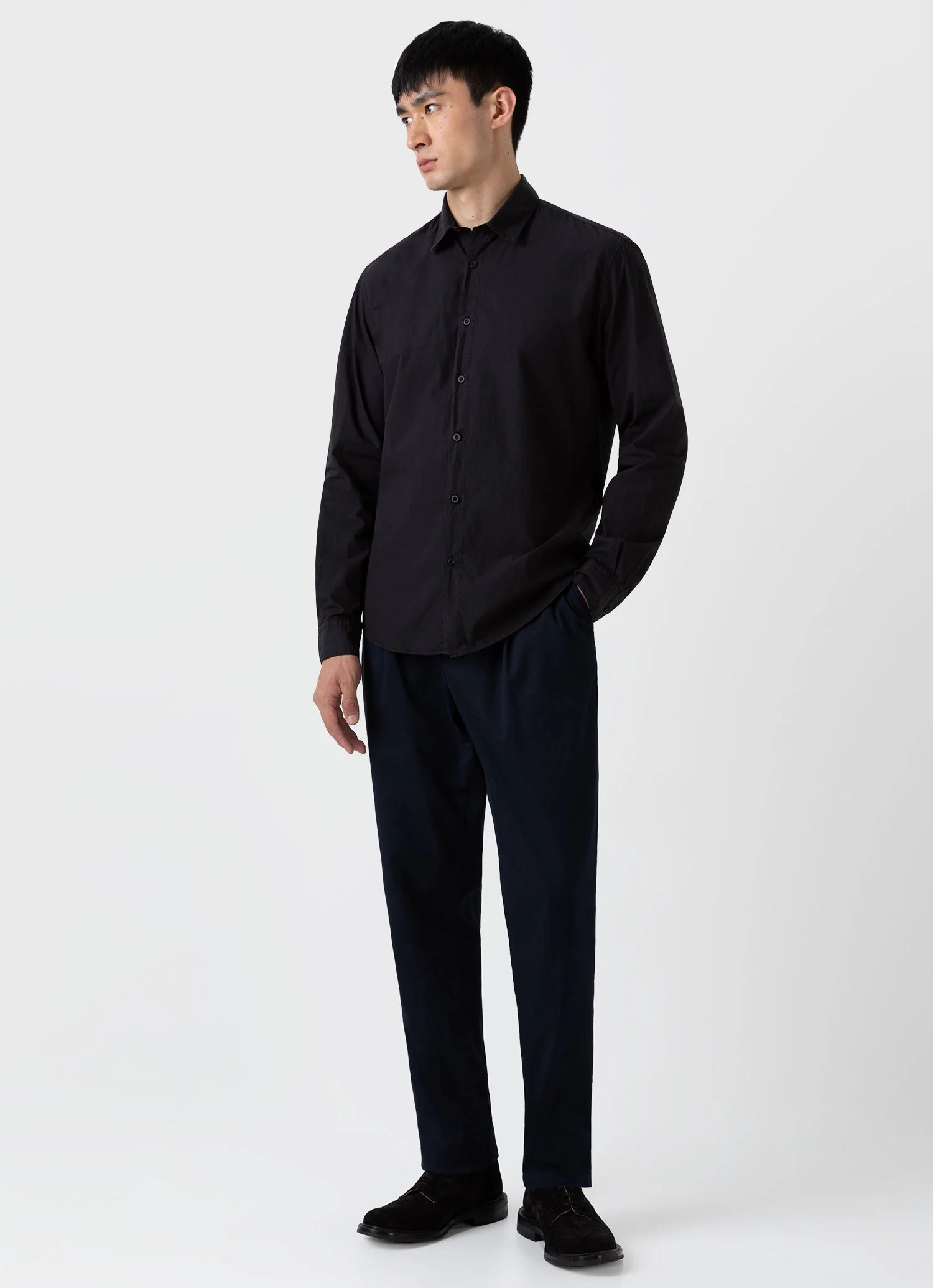 Men's Lightweight Poplin Shirt in Black - Image 3