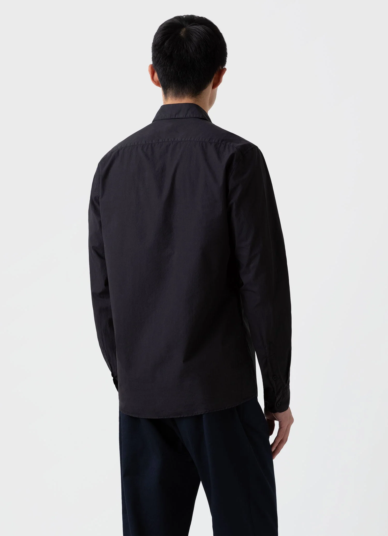 Men's Lightweight Poplin Shirt in Black - Image 4