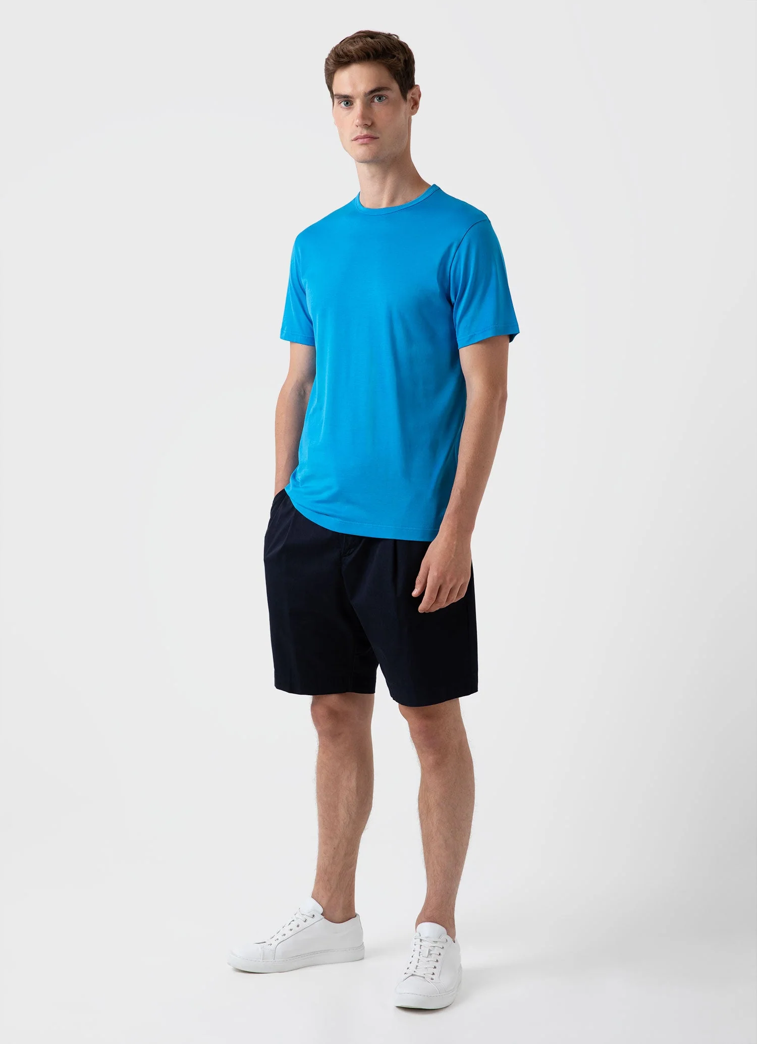 Men's Pleated Twill Short in Navy - Image 2
