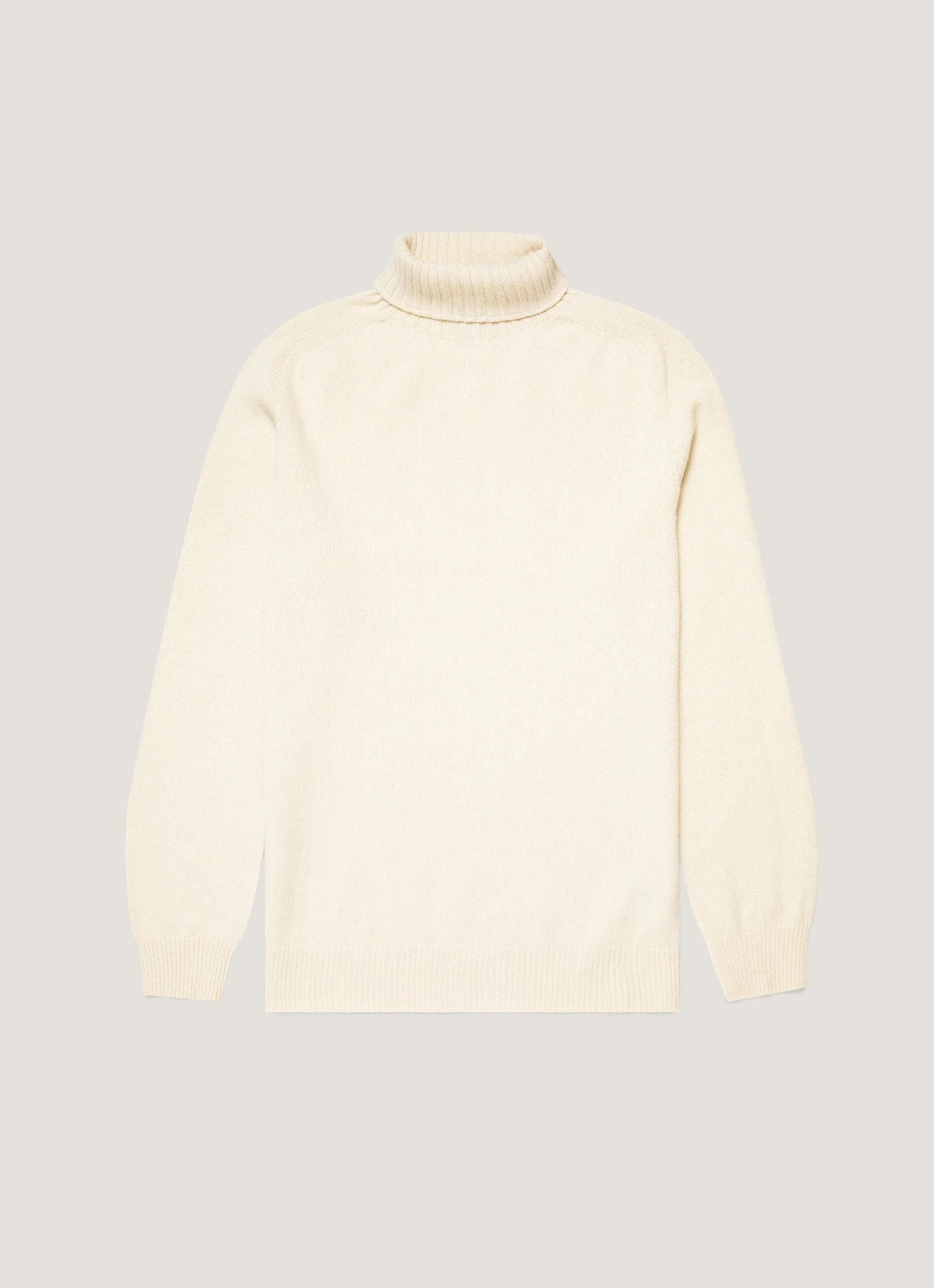 Men's Lambswool Roll Neck in Ecru
