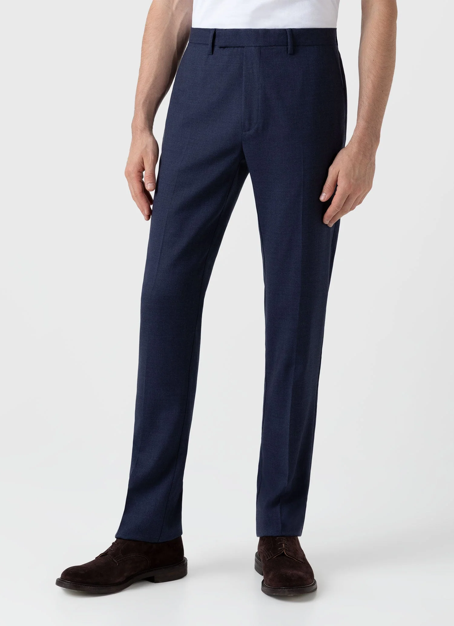 Men's Slim Fit Wool Trouser in Blue Melange - Image 3