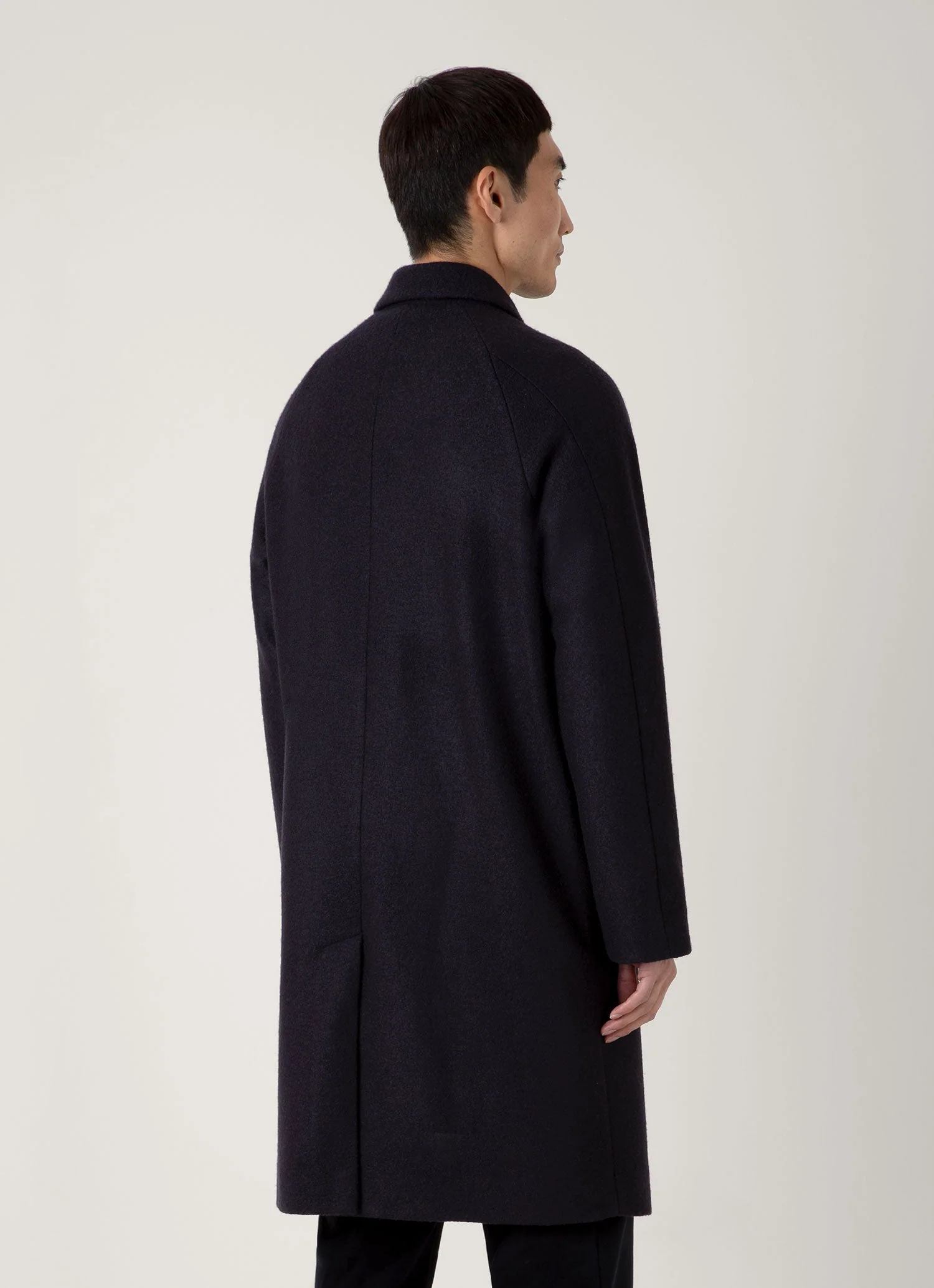 Men's Boiled Wool Car Coat in Navy - Image 5