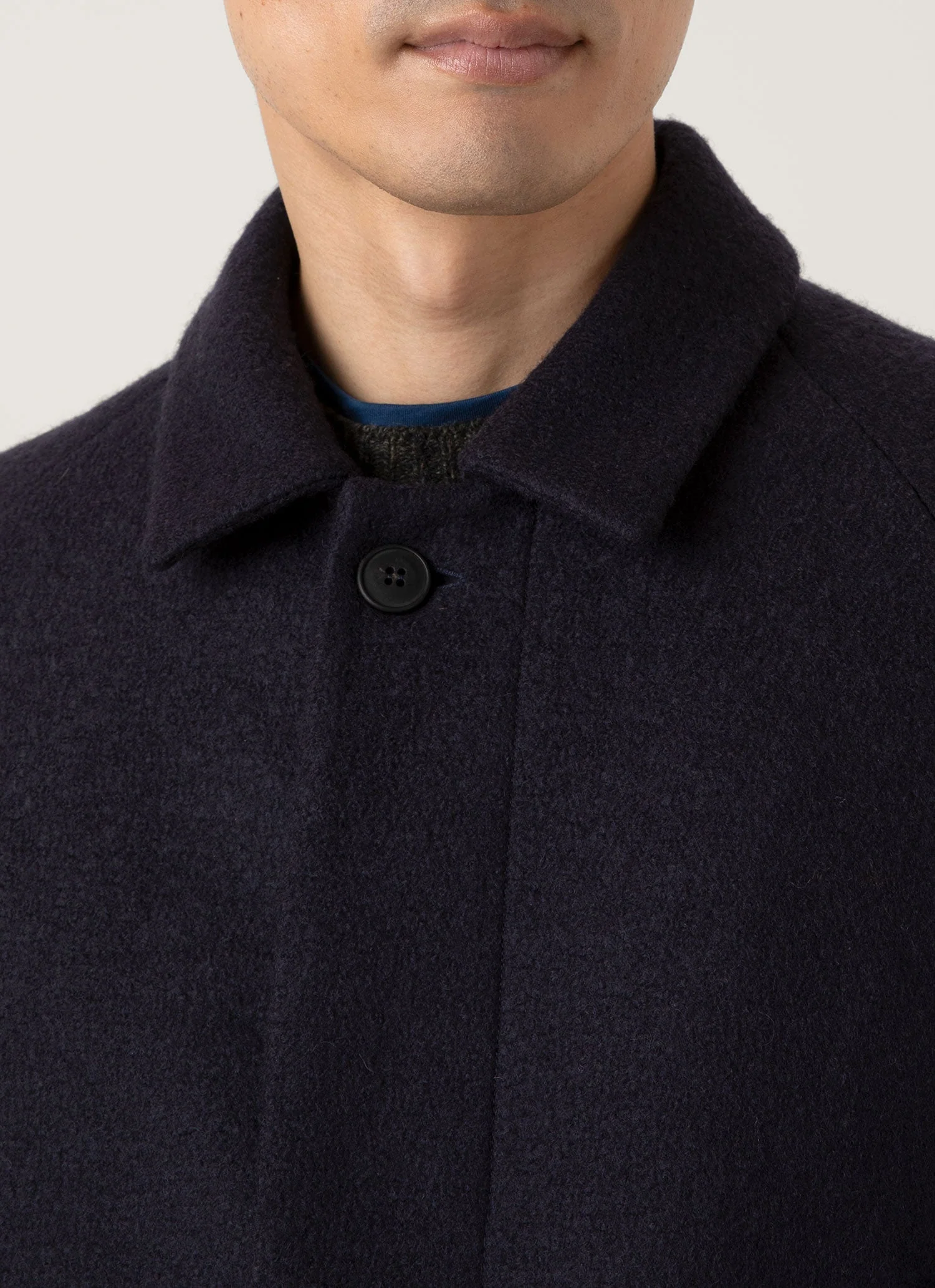 Men's Boiled Wool Car Coat in Navy - Image 6