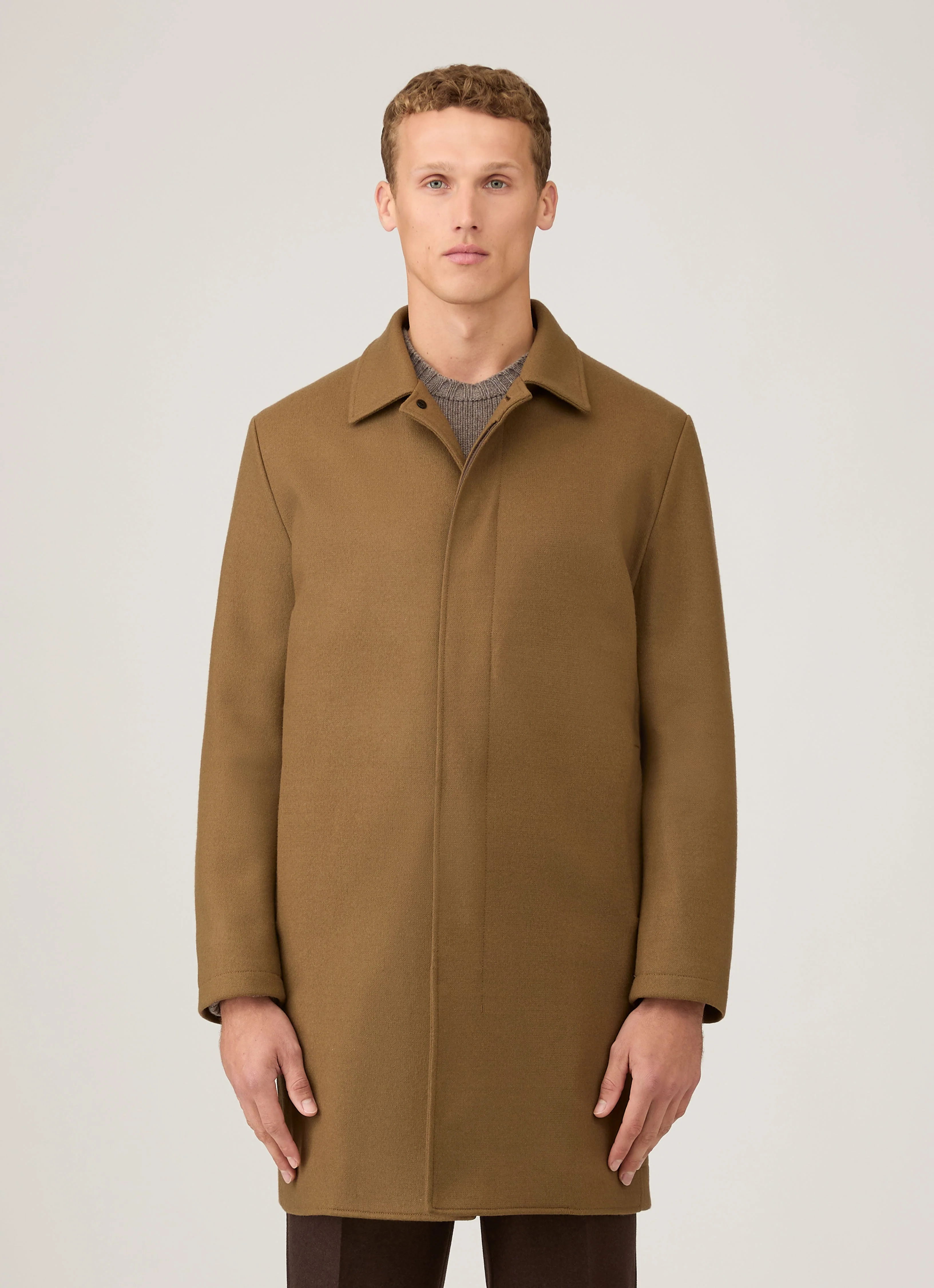 Men's Boiled Wool Coat in Mole - Image 2