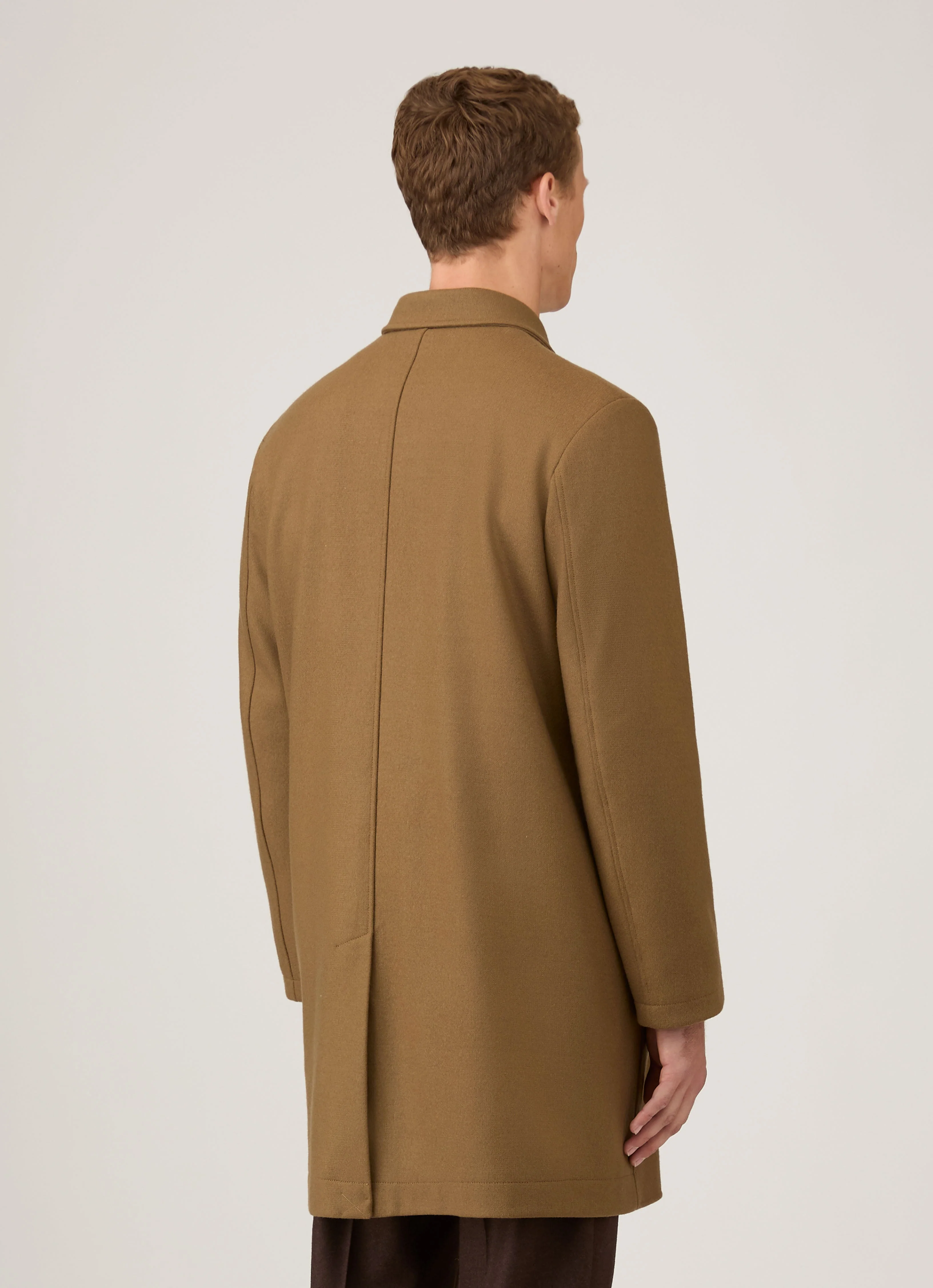 Men's Boiled Wool Coat in Mole - Image 5