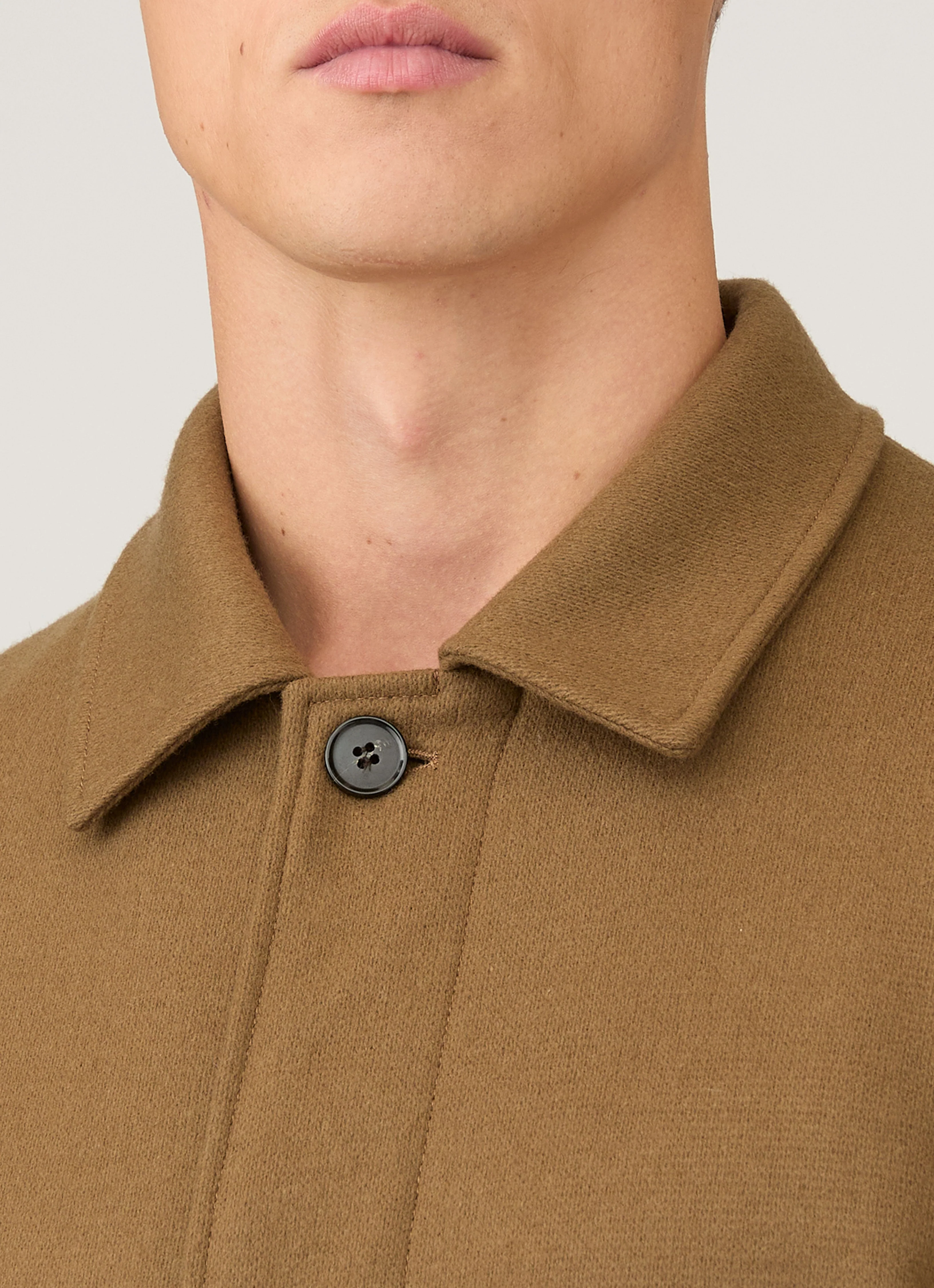 Men's Boiled Wool Coat in Mole - Image 6