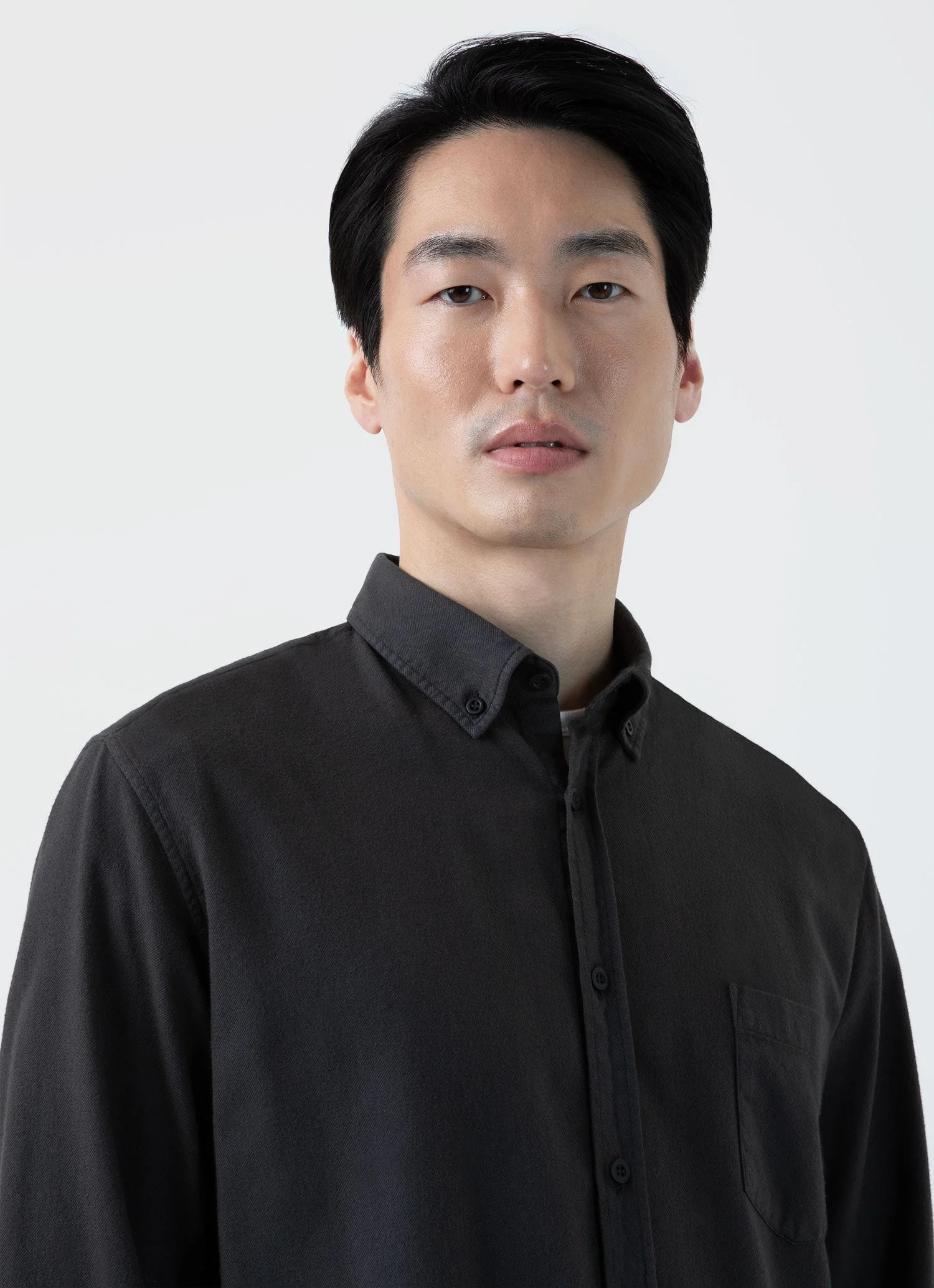 Men's Button Down Flannel Shirt in Anthracite - Image 6
