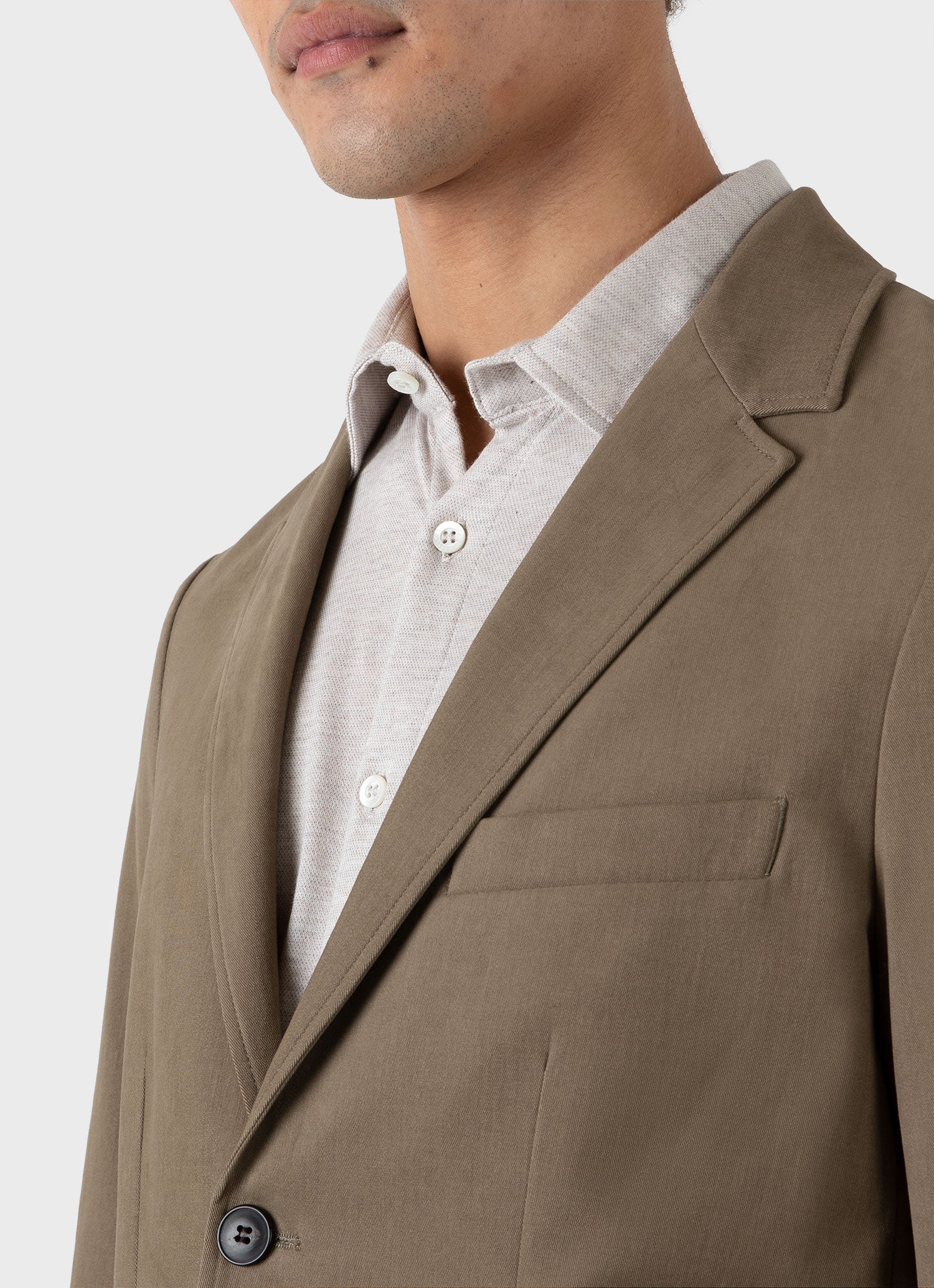 Men's Brushed Cotton Wool Blazer in Sandstone - Image 6