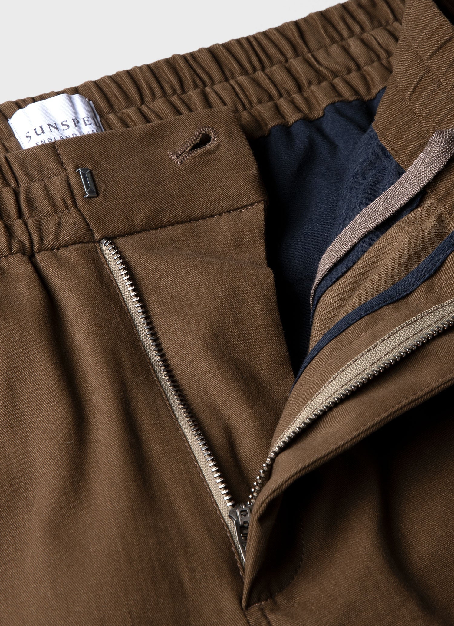 Men's Brushed Cotton Wool Drawstring Trouser in Dark Stone - Image 4