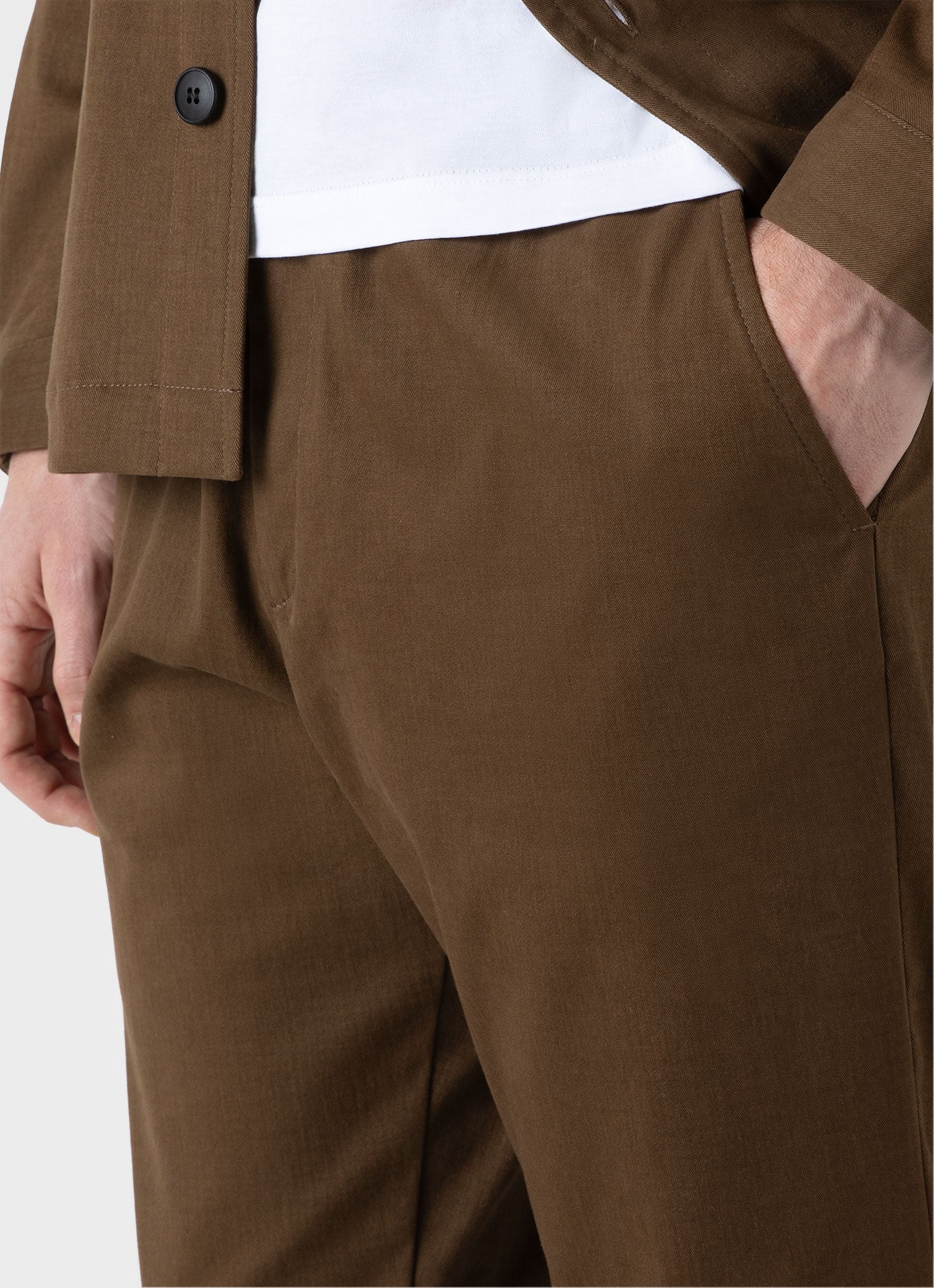 Men's Brushed Cotton Wool Drawstring Trouser in Dark Stone - Image 6