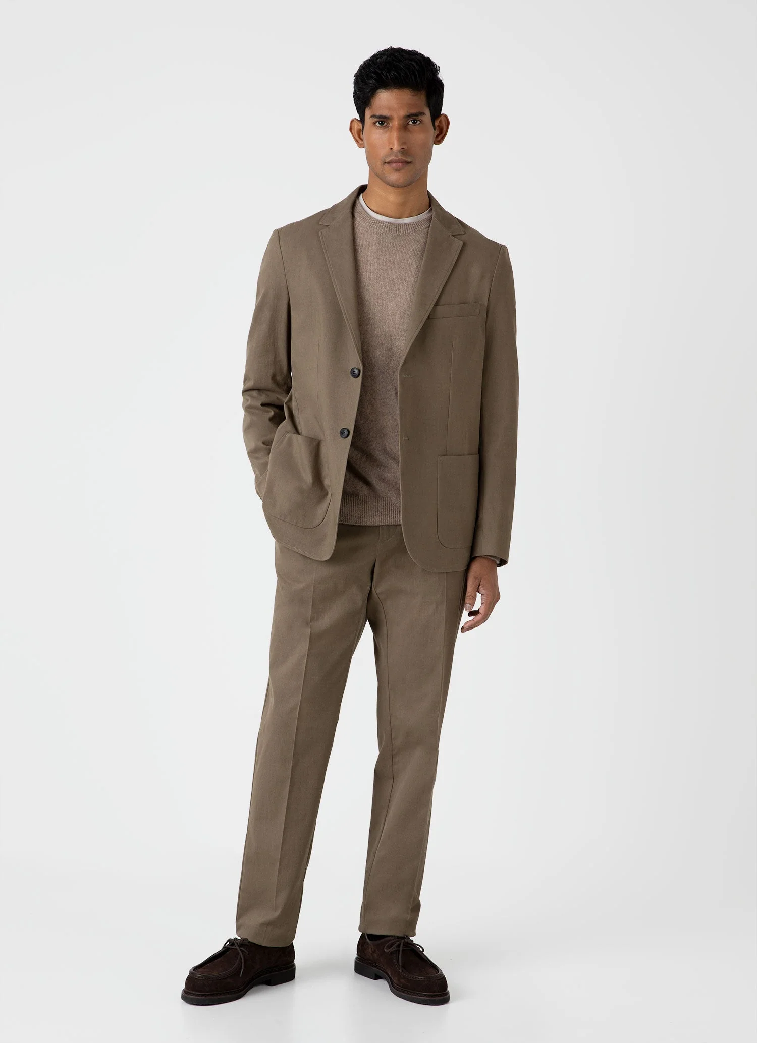 Men's Brushed Cotton Wool Trouser in Sandstone - Image 2