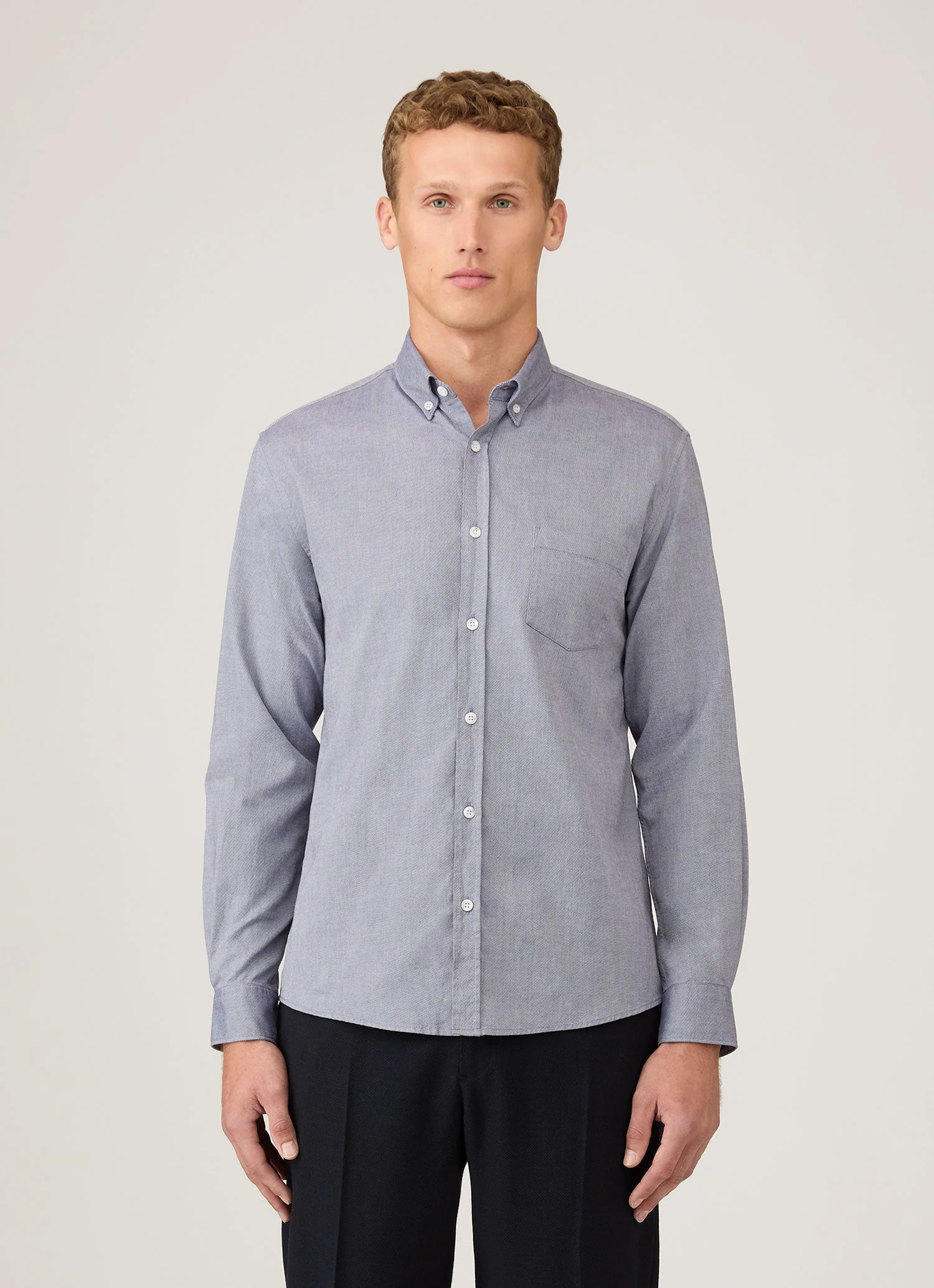 Men's Button Down Oxford Shirt in Dark Blue - Image 2