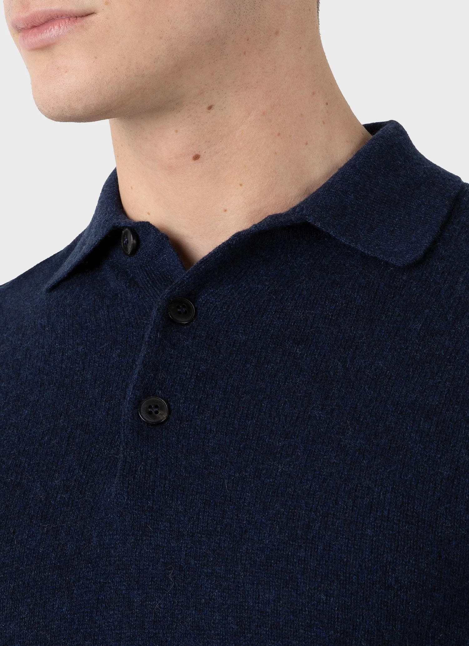 Men's Cashmere Polo Shirt in Navy Melange - Image 6