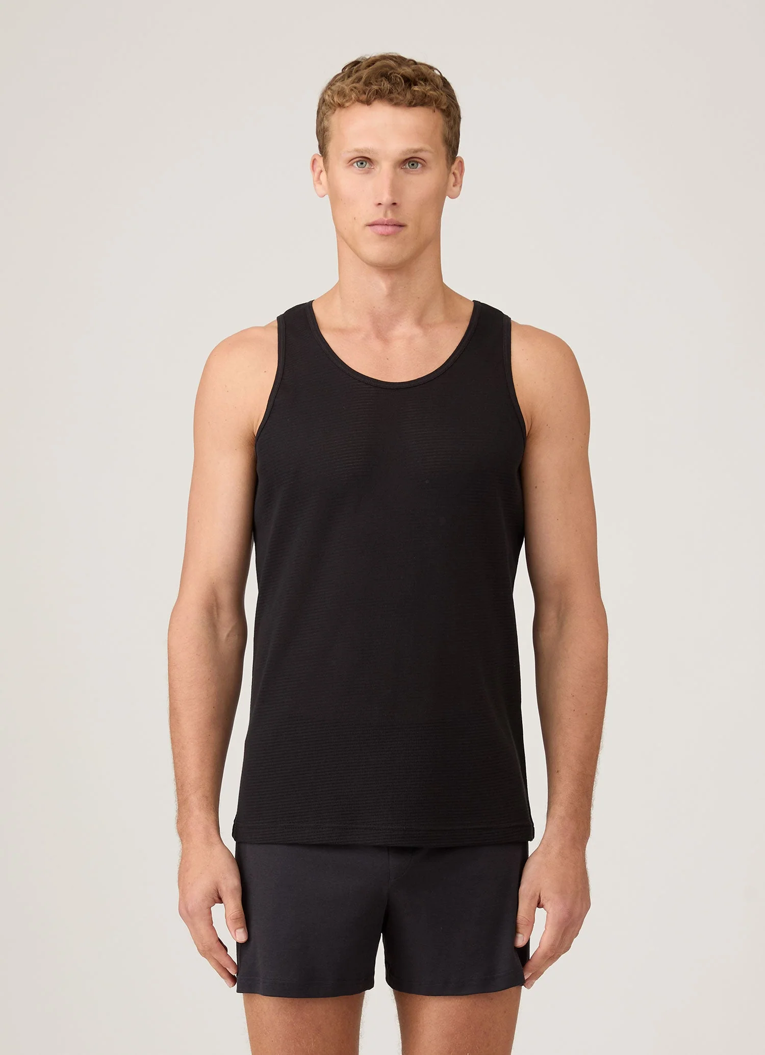 Men's Cellular Cotton Underwear Vest in Black - Image 2