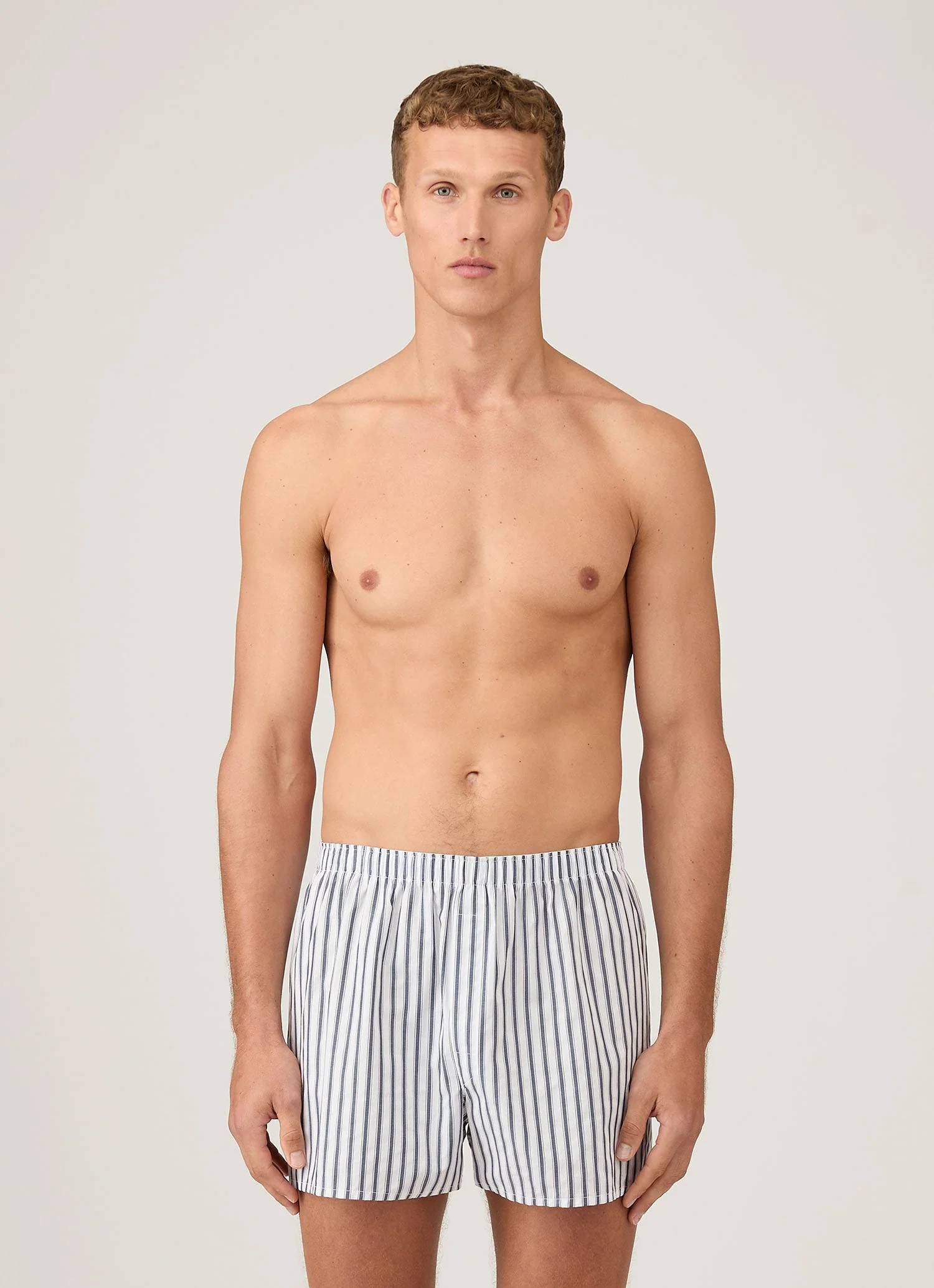 Men's Classic Boxer Short in White/Navy Stripe - Image 2