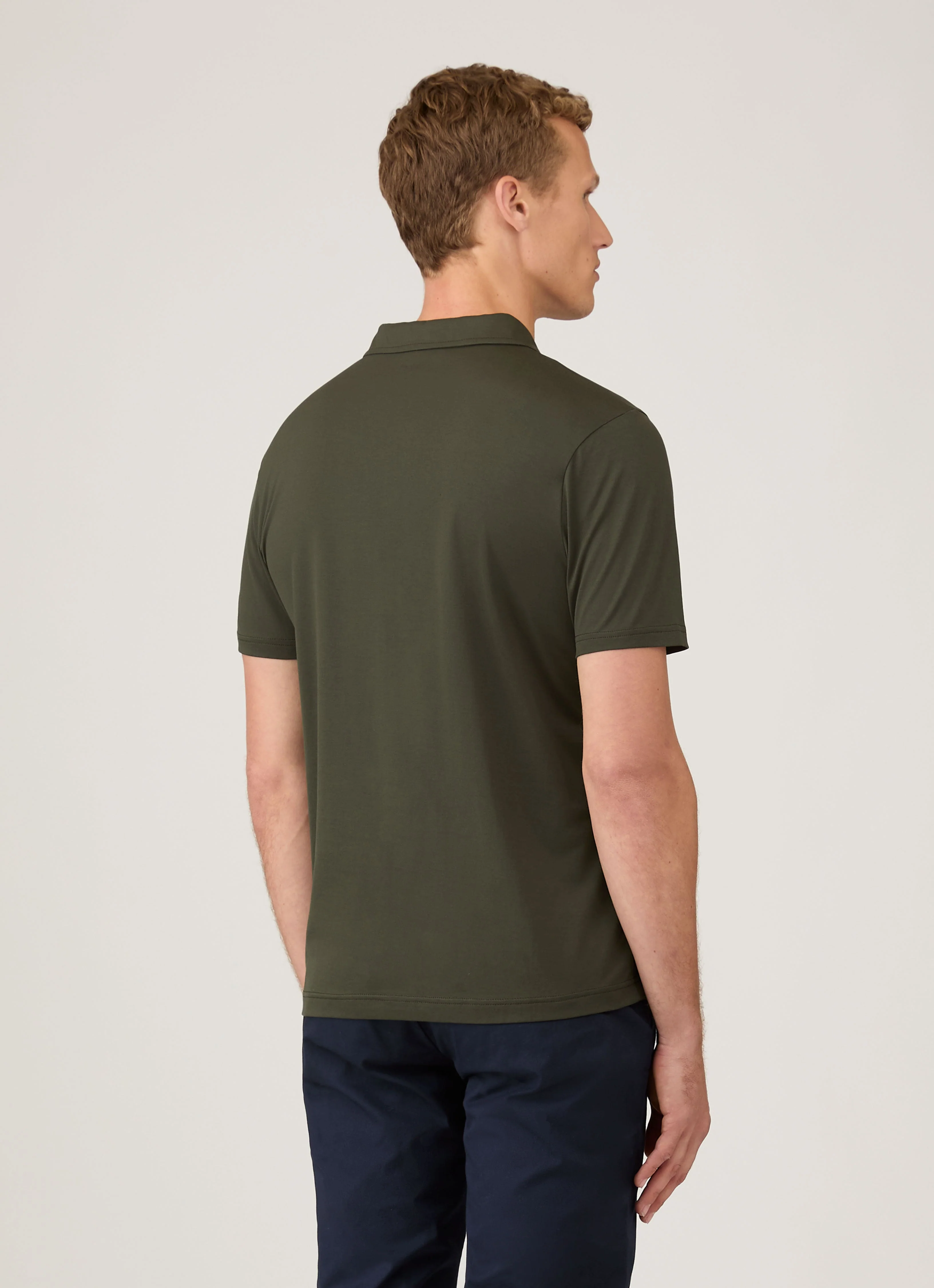 Men's Classic Jersey Polo Shirt in Dark Green - Image 5