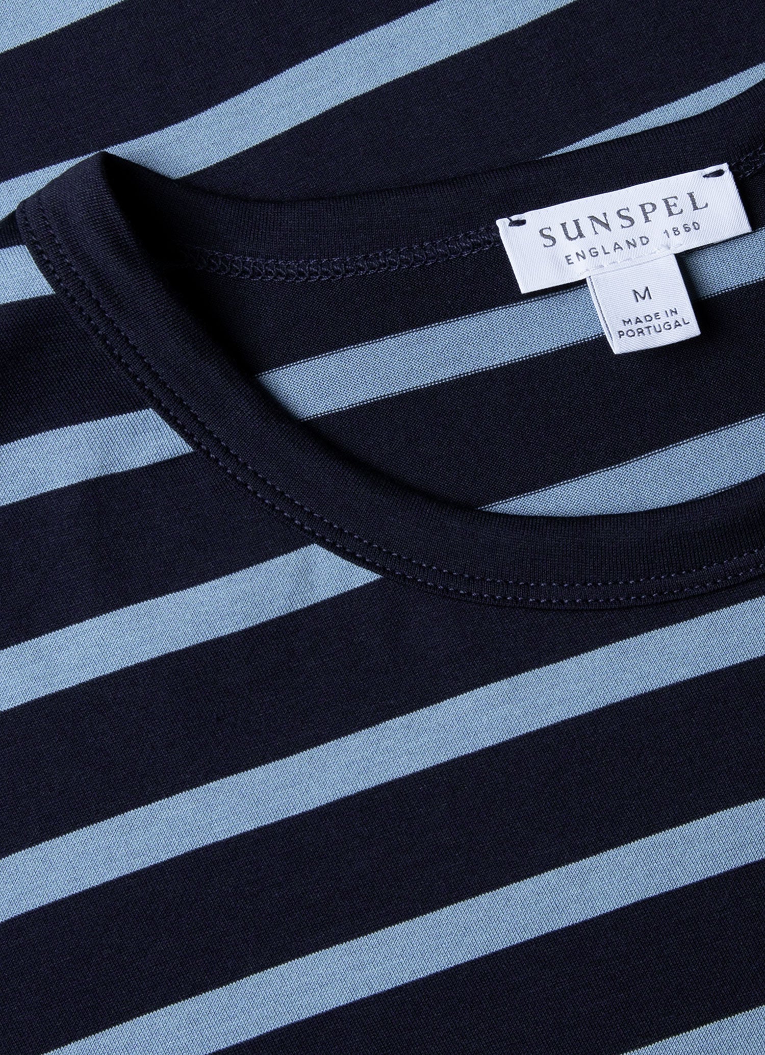 Men's Classic T-shirt in Navy/Como Blue Breton Stripe - Image 4