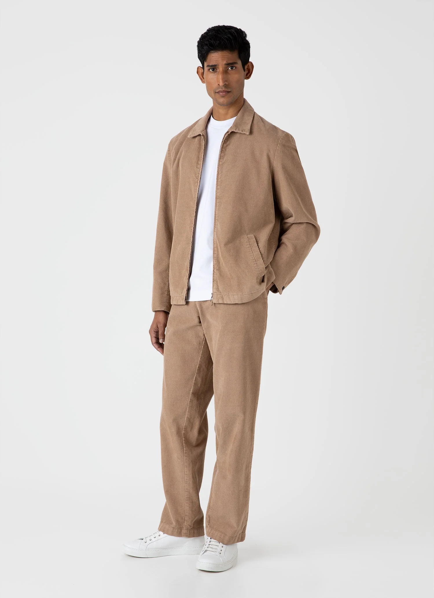 Men's Cord Harrington Jacket in Sandstone - Image 3