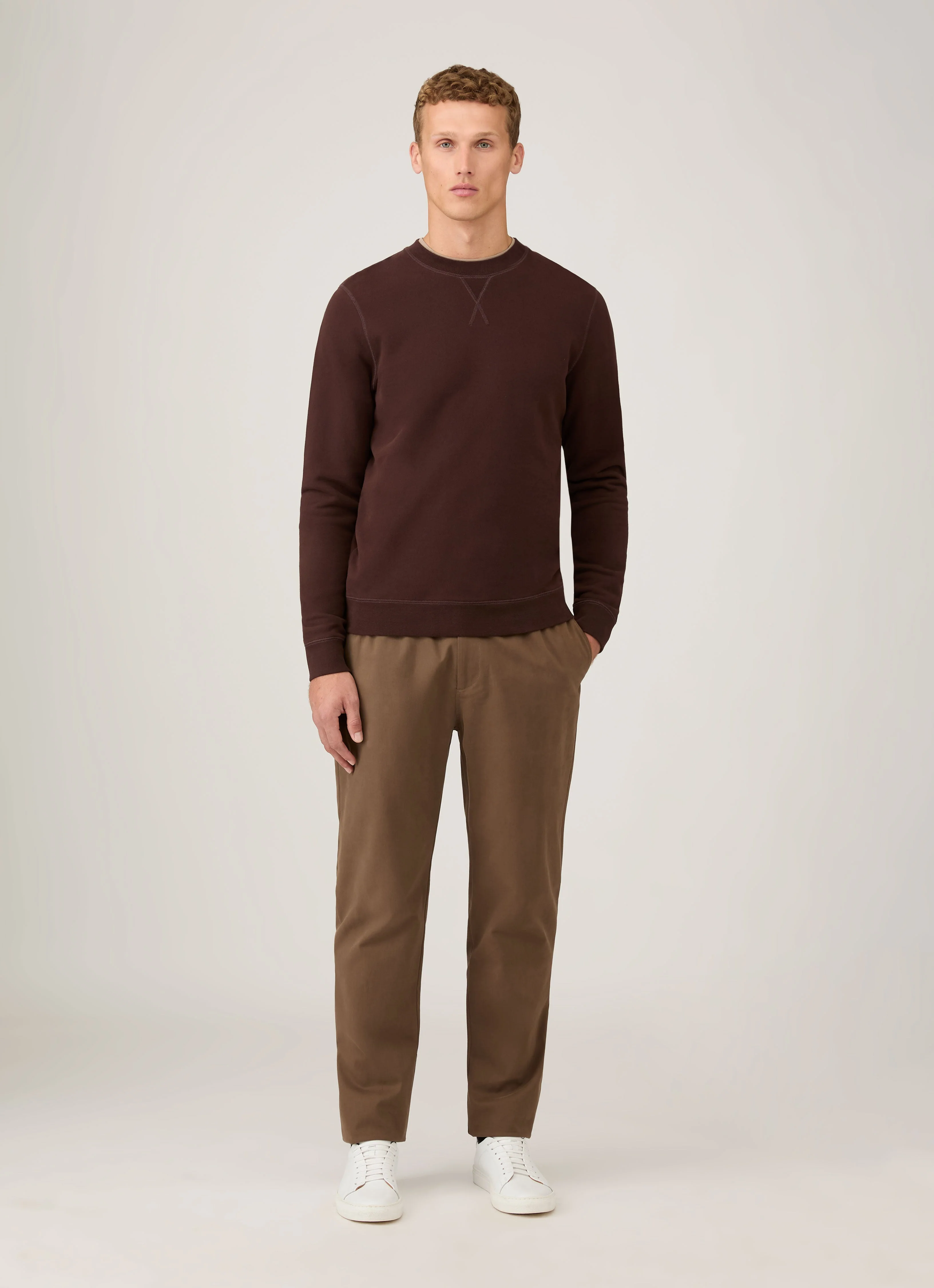 Men's Cotton Cashmere Drawstring Trouser in Dark Stone - Image 3