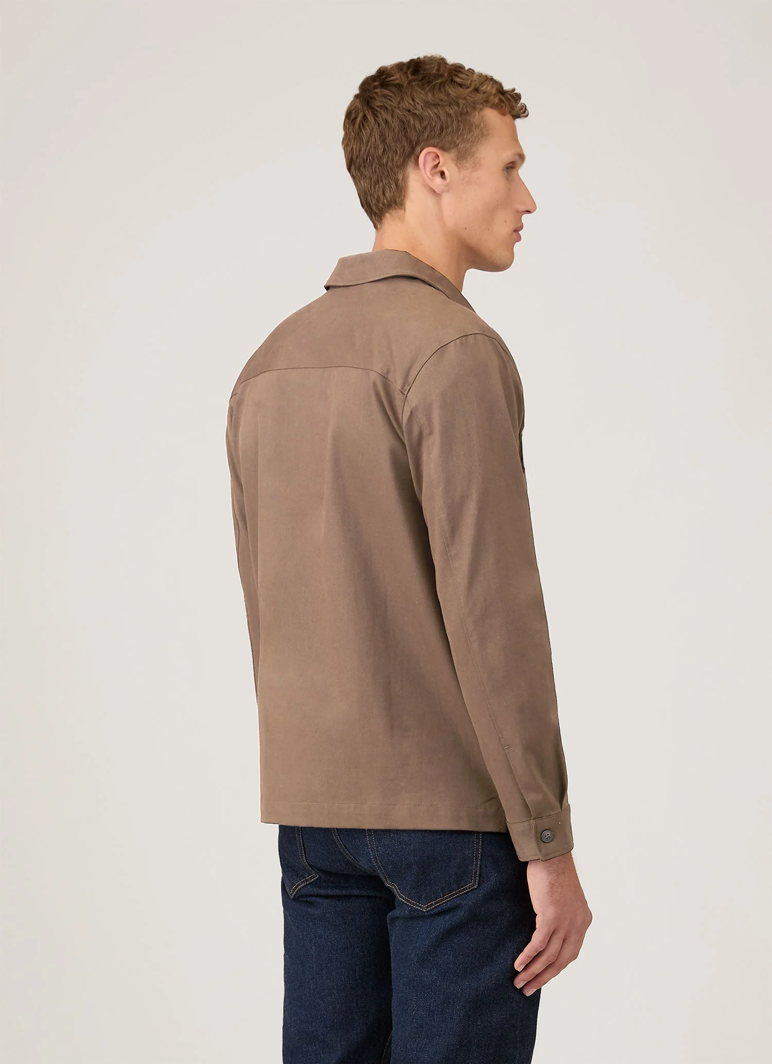 Men's Cotton Cashmere Overshirt in Dark Stone - Image 5