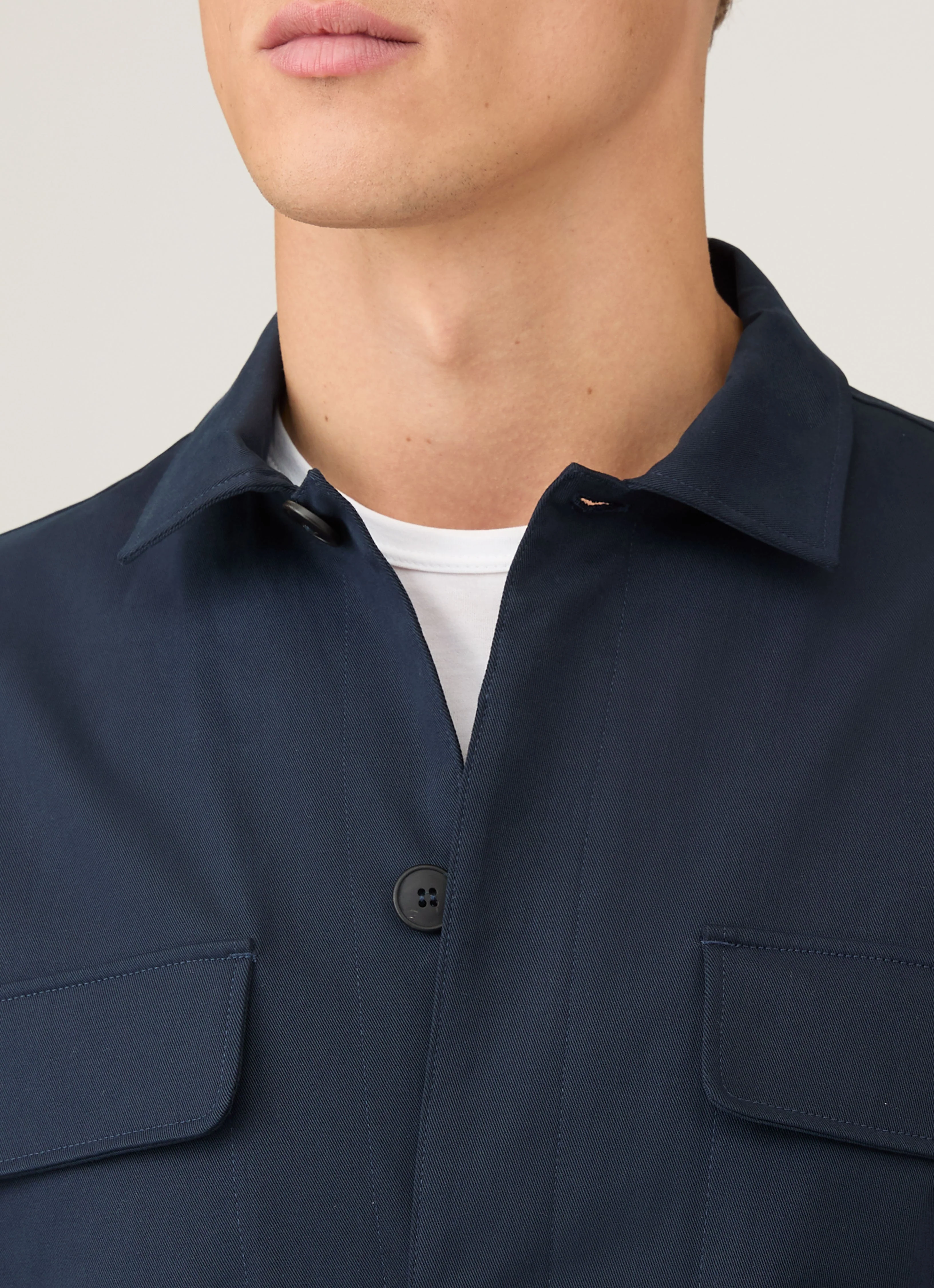 Men's Cotton Cashmere Overshirt in Navy - Image 6