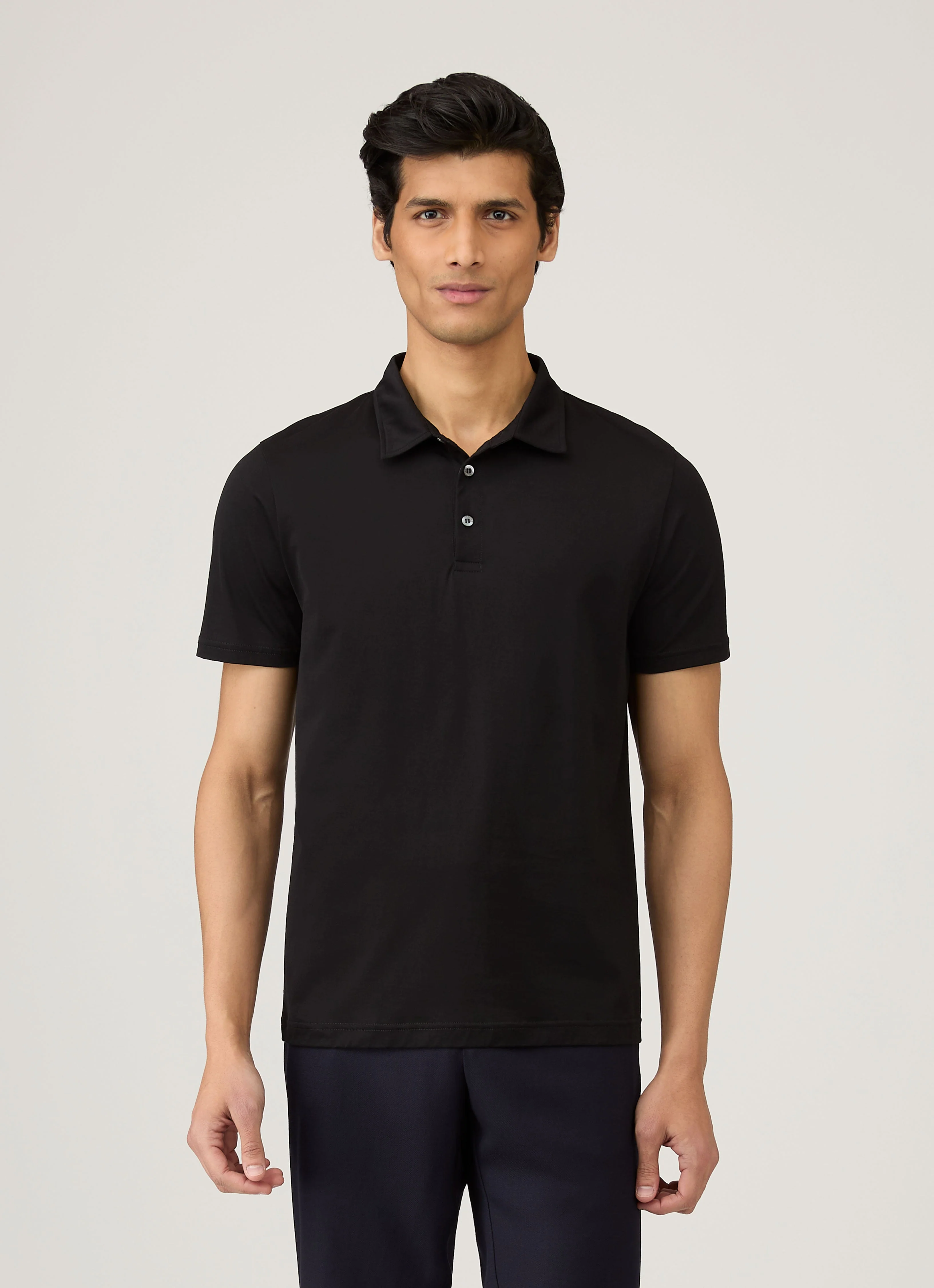 Men's Jersey Classic Polo Shirt in Black - Image 2
