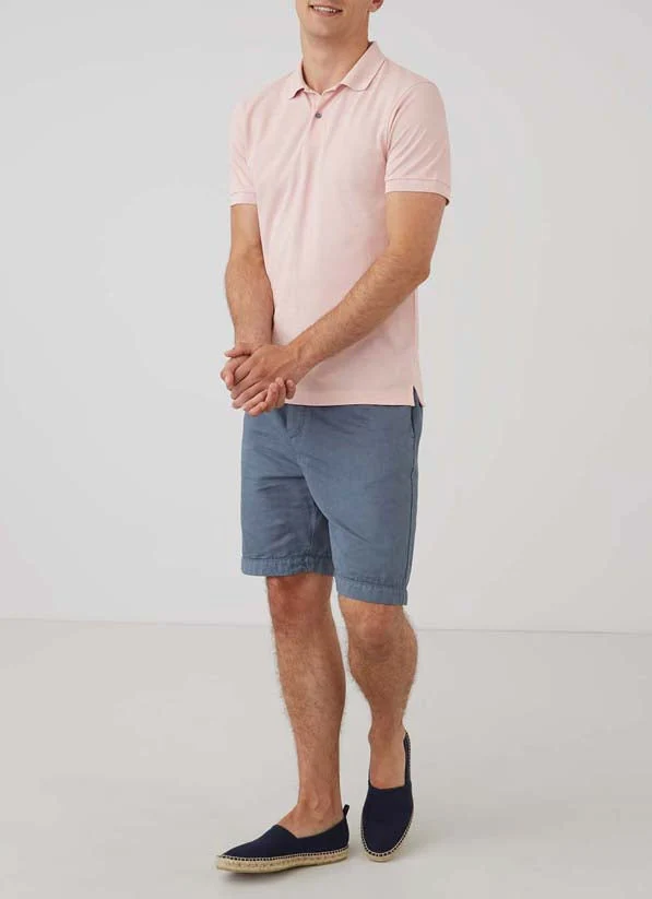 Men's Cotton Linen Drawstring Shorts in Blue Slate in Blue Slate - Image 3