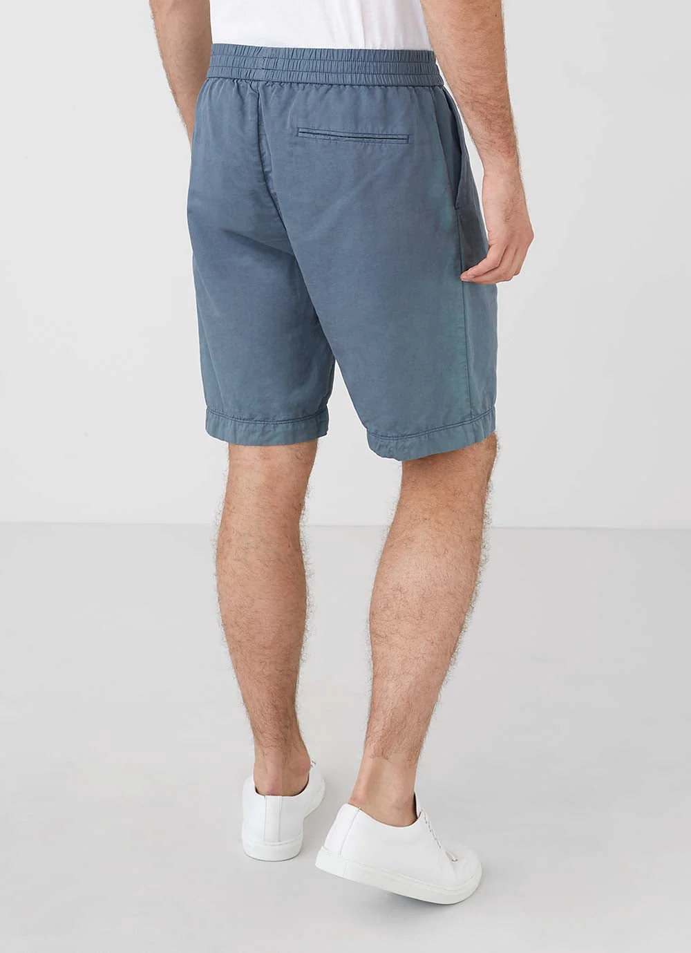 Men's Cotton Linen Drawstring Shorts in Blue Slate in Blue Slate - Image 4