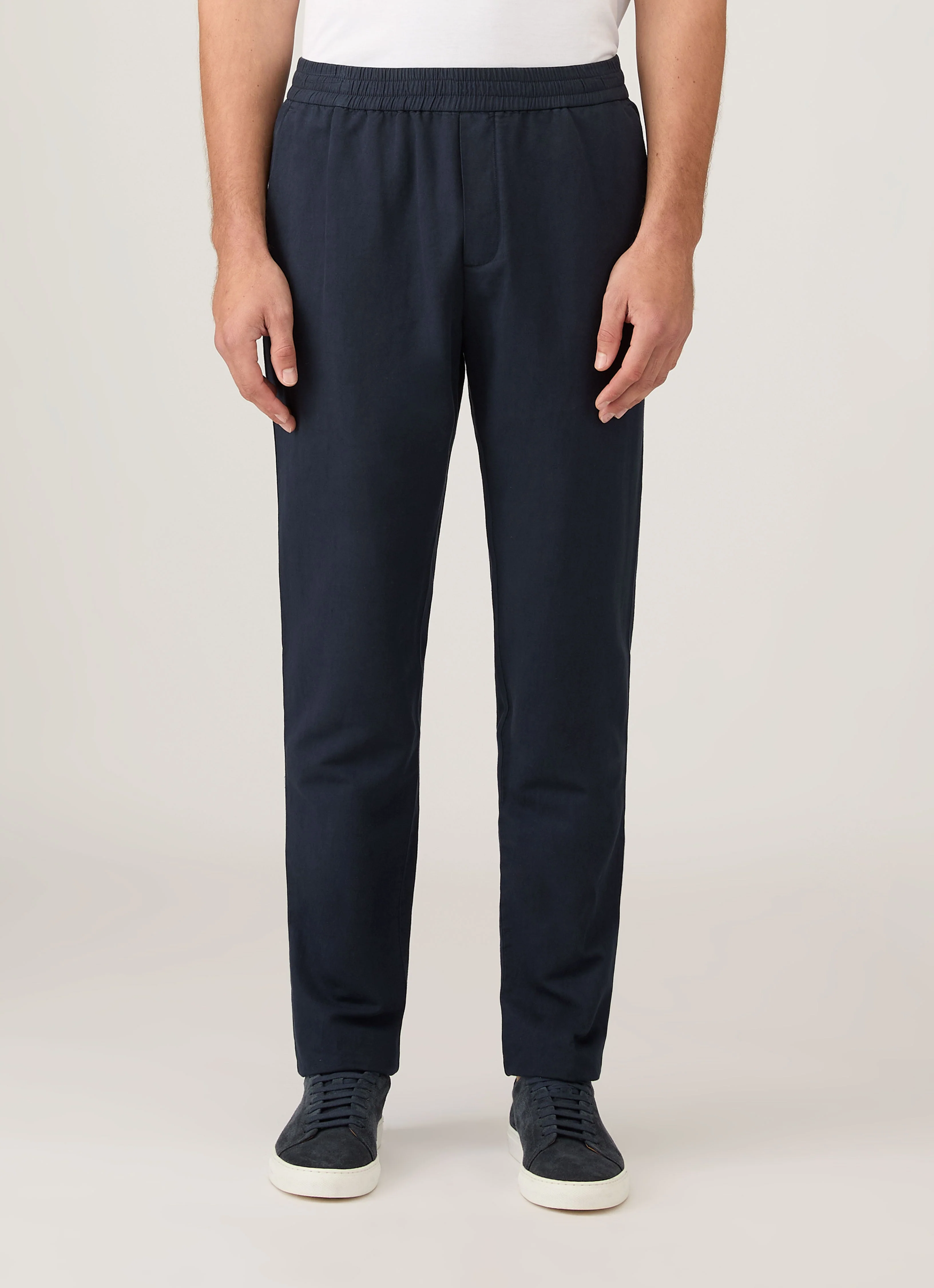 Men's Cotton Linen Drawstring Trouser in Navy - Image 2