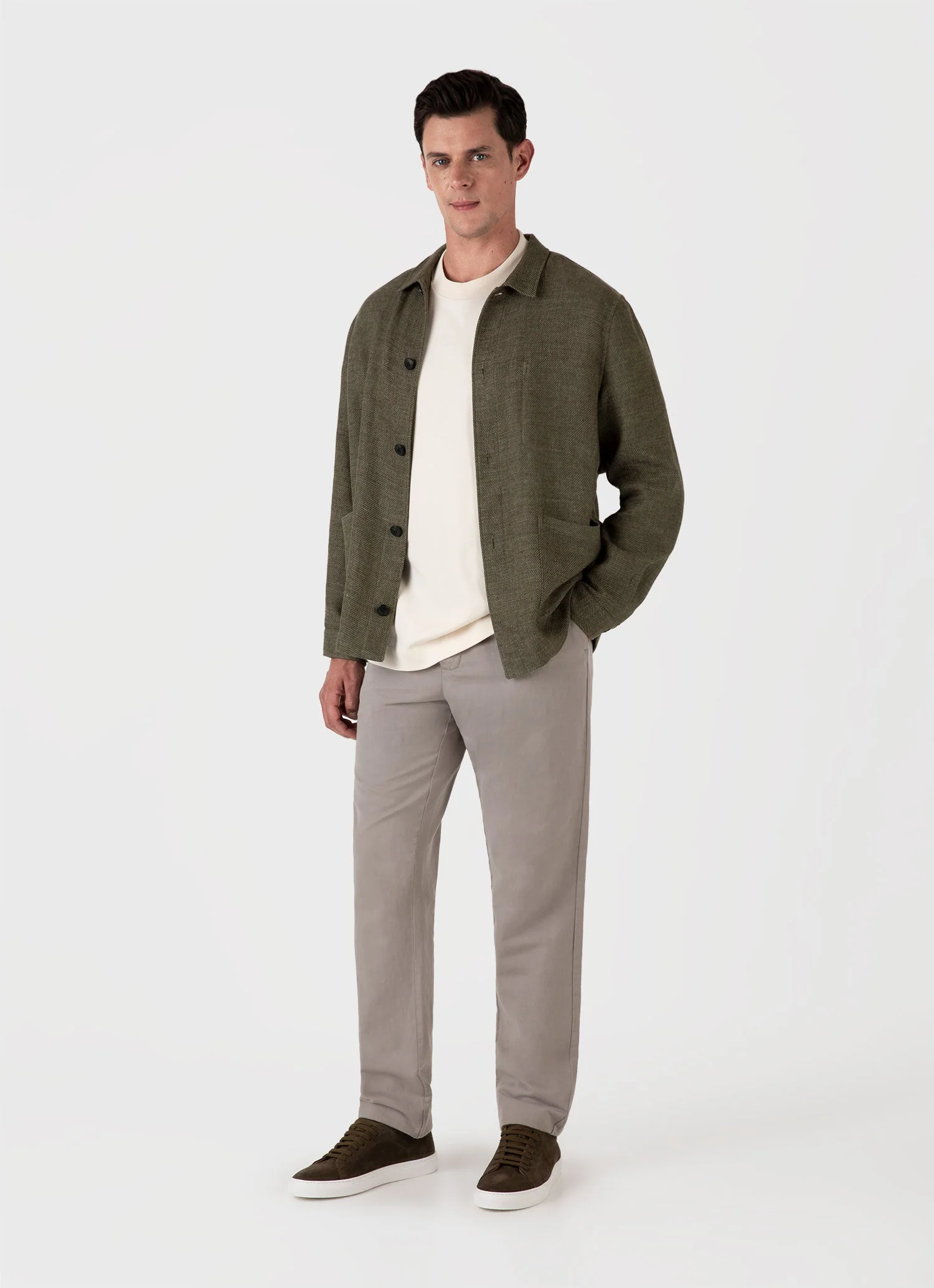 Men's Cotton Linen Drawstring Trouser in Pewter - Image 3