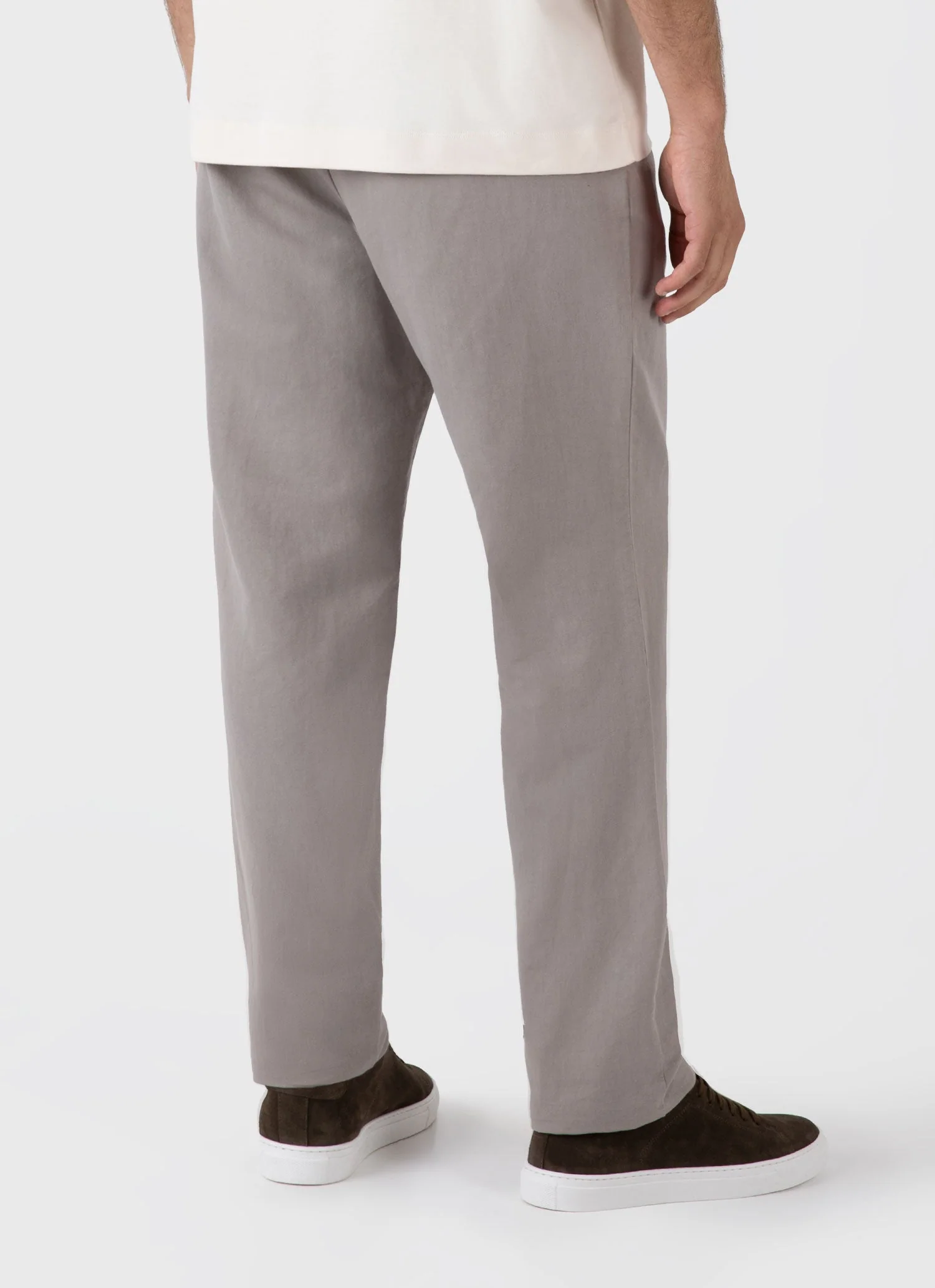 Men's Cotton Linen Drawstring Trouser in Pewter - Image 5