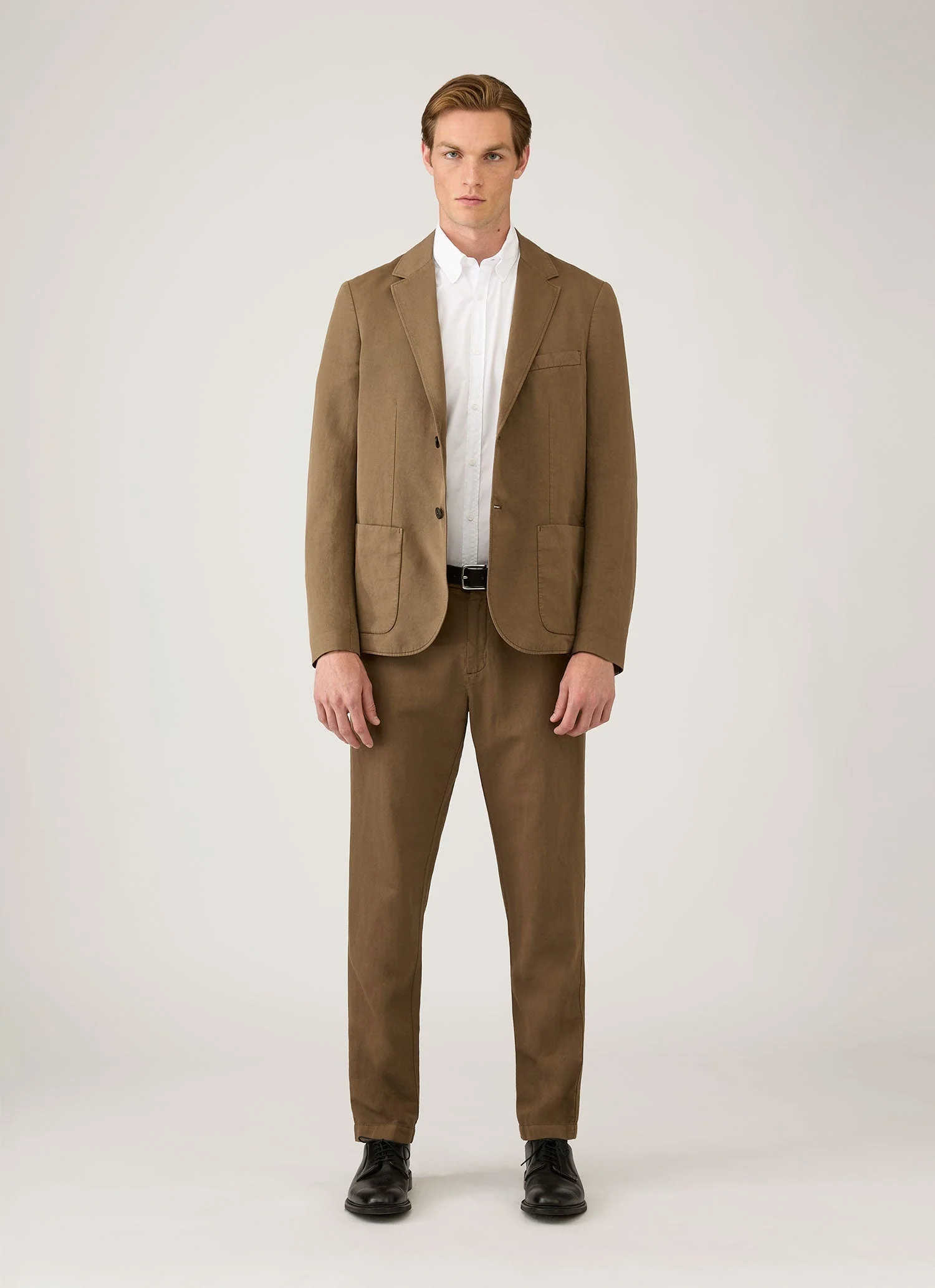 Men's Cotton Linen Trouser in Dark Cedar - Image 3