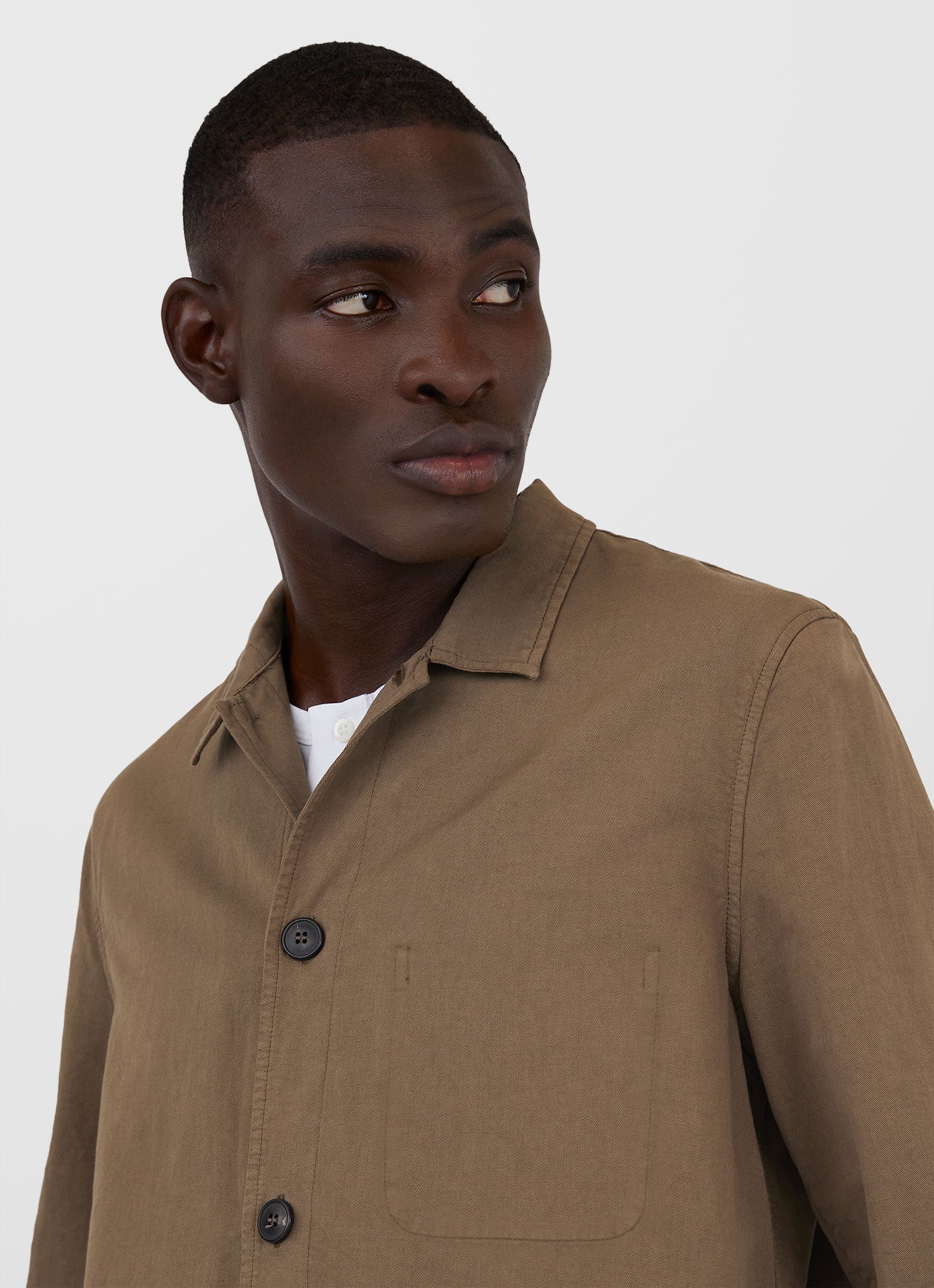 Men's Cotton Linen Twin Pocket Jacket in Dark Tan - Image 5