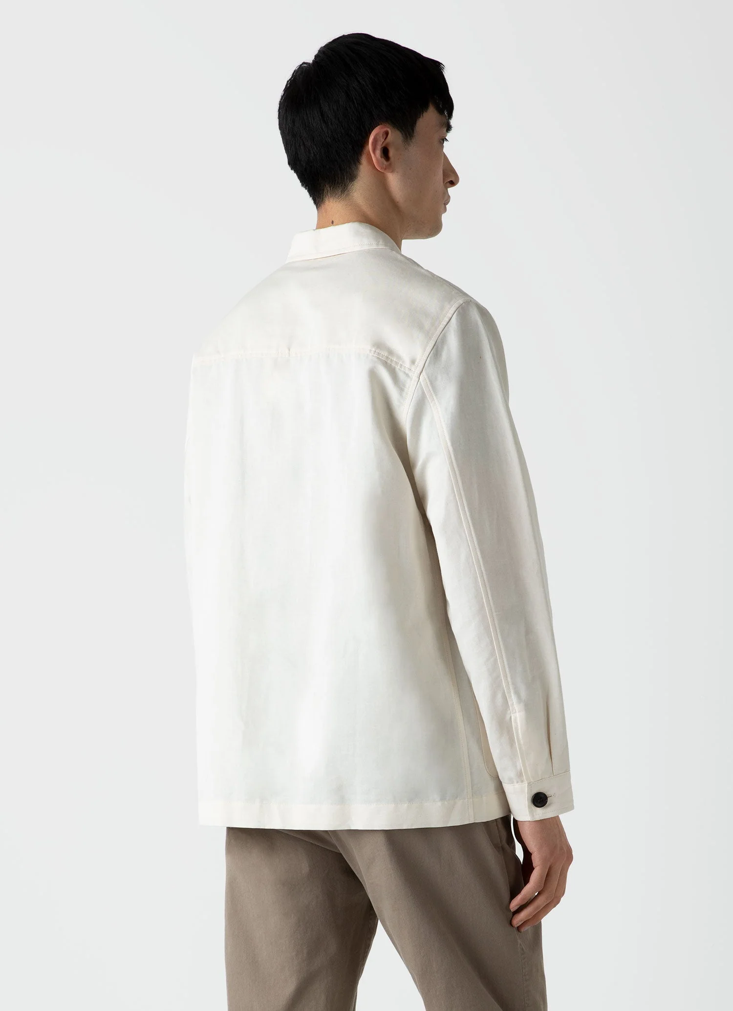 Men's Cotton Linen Twin Pocket Jacket in Undyed - Image 4