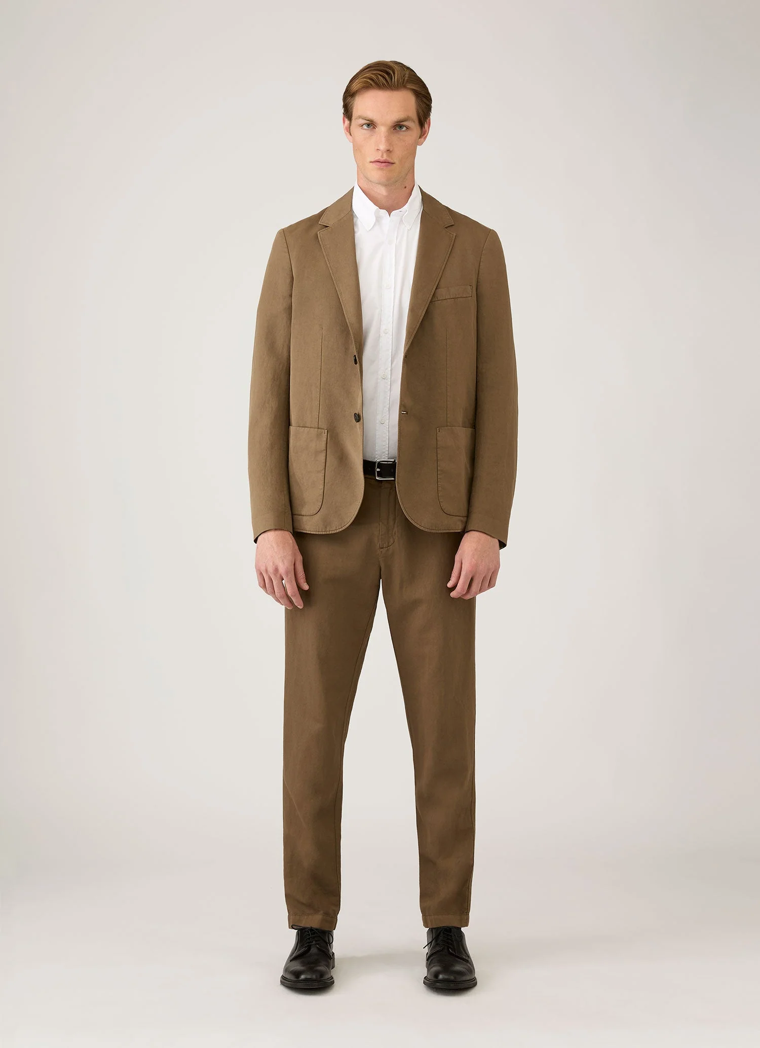 Men's Cotton Linen Two-Piece Suit in Dark Cedar - Image 2