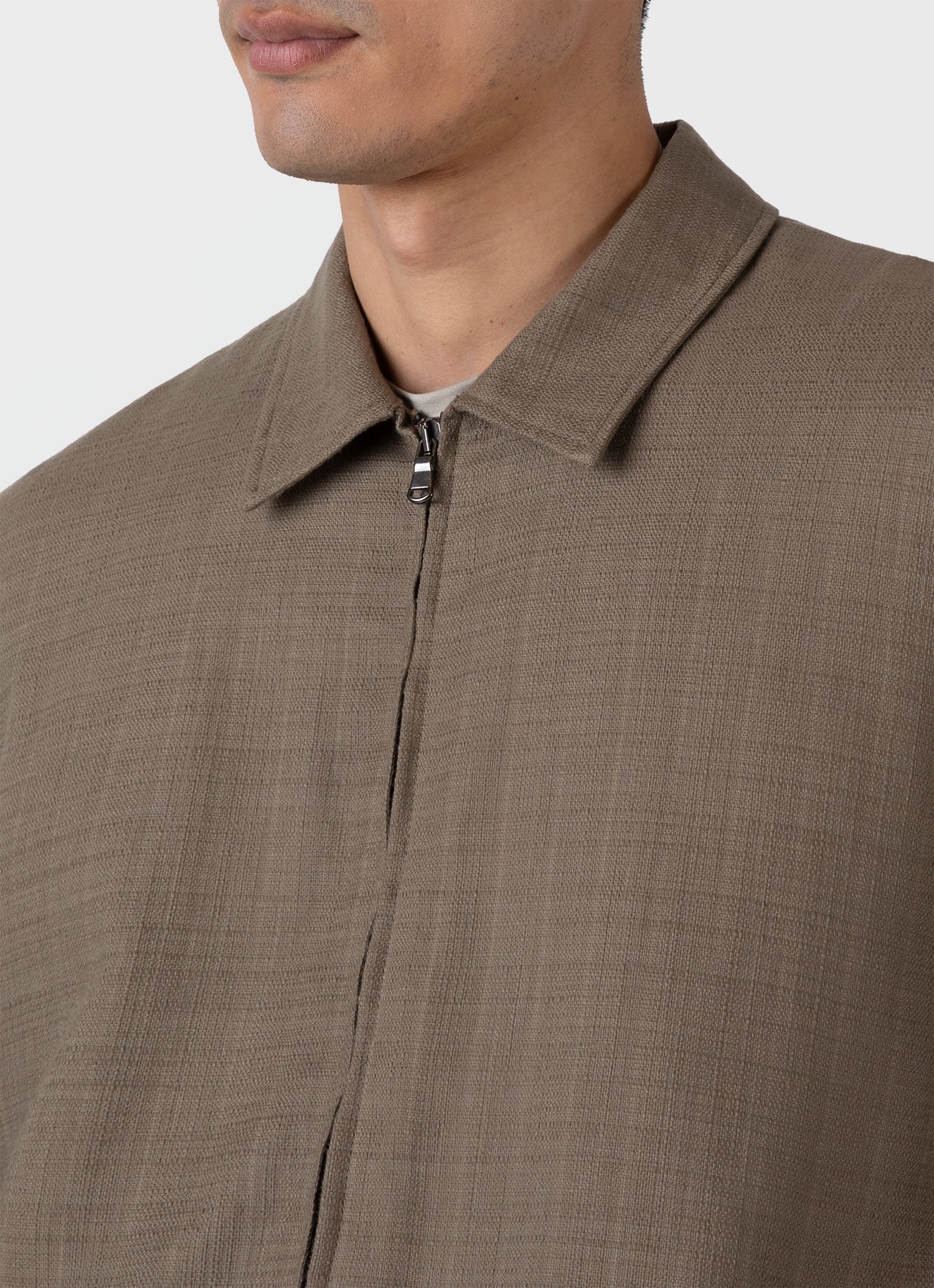 Men's Cotton Raffia Blouson Jacket in Dark Stone - Image 6