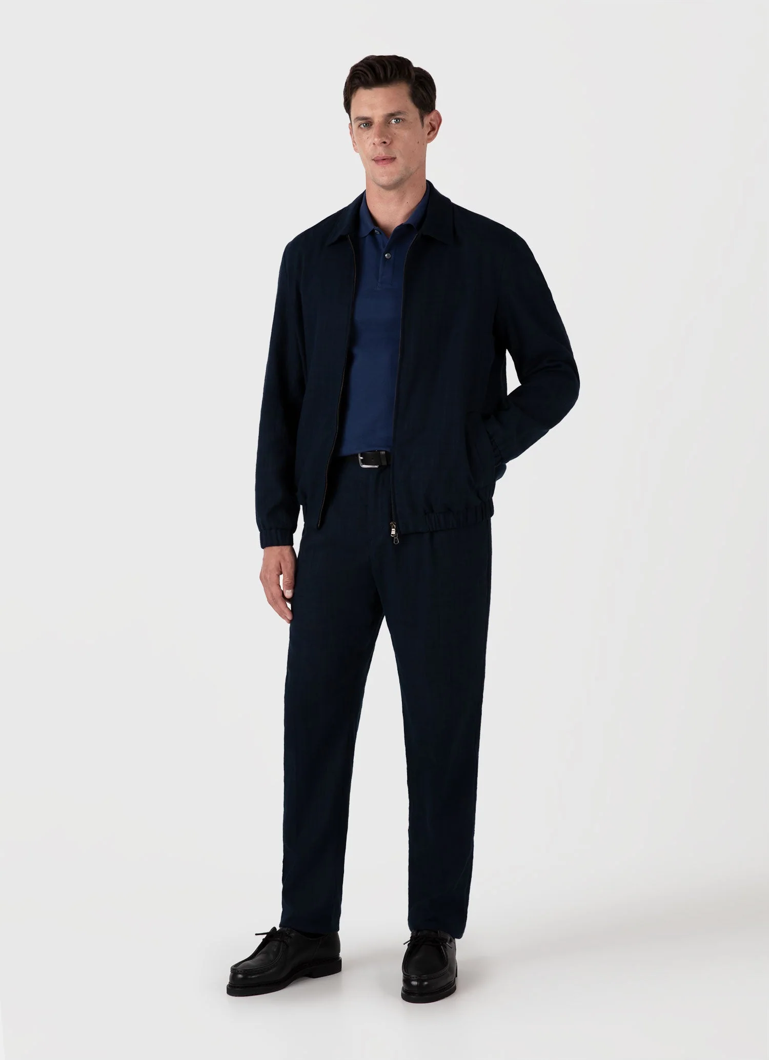 Men's Cotton Raffia Blouson Jacket in Navy - Image 3