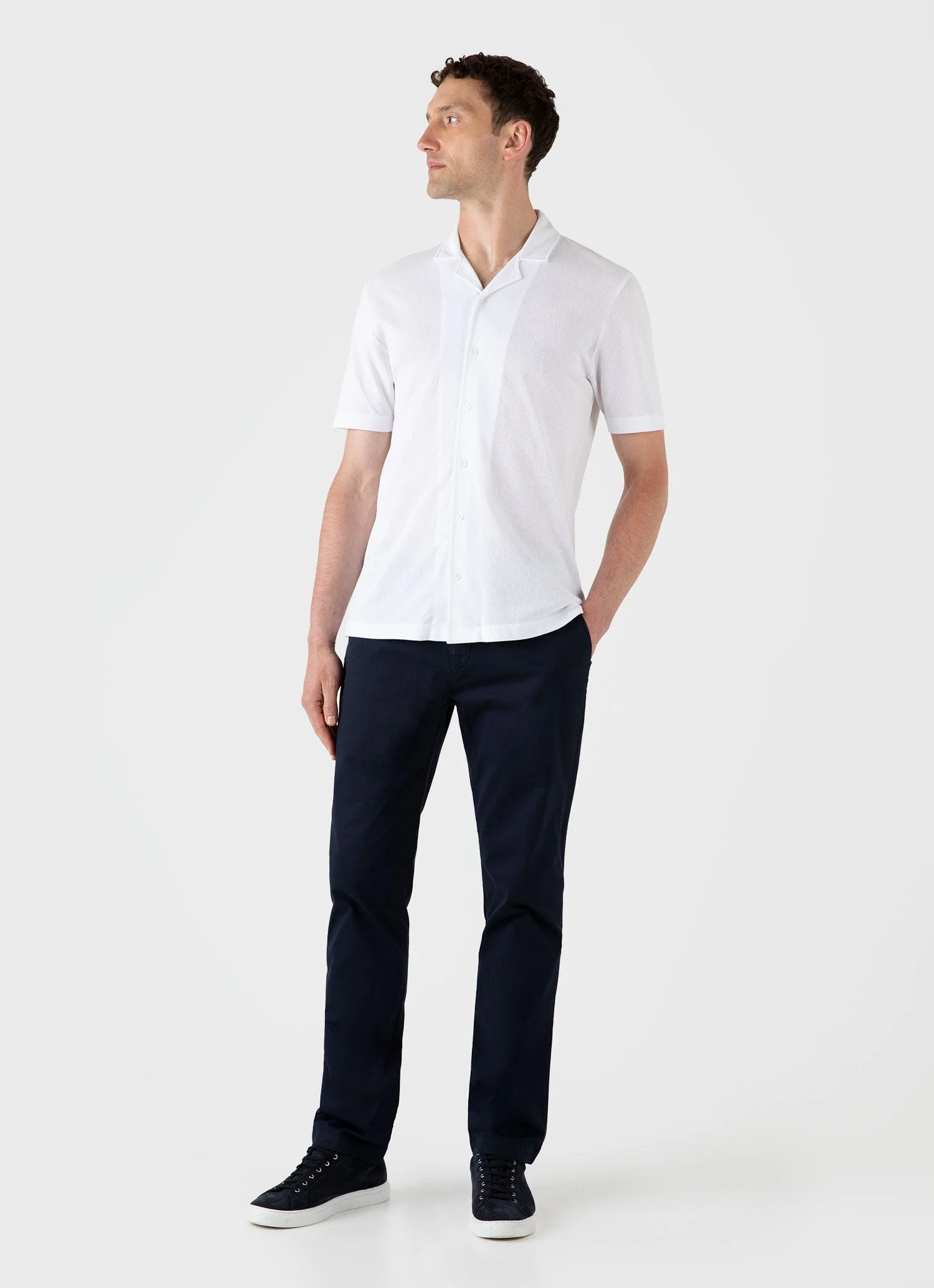 Men's Riviera Camp Collar Shirt in White - Image 3