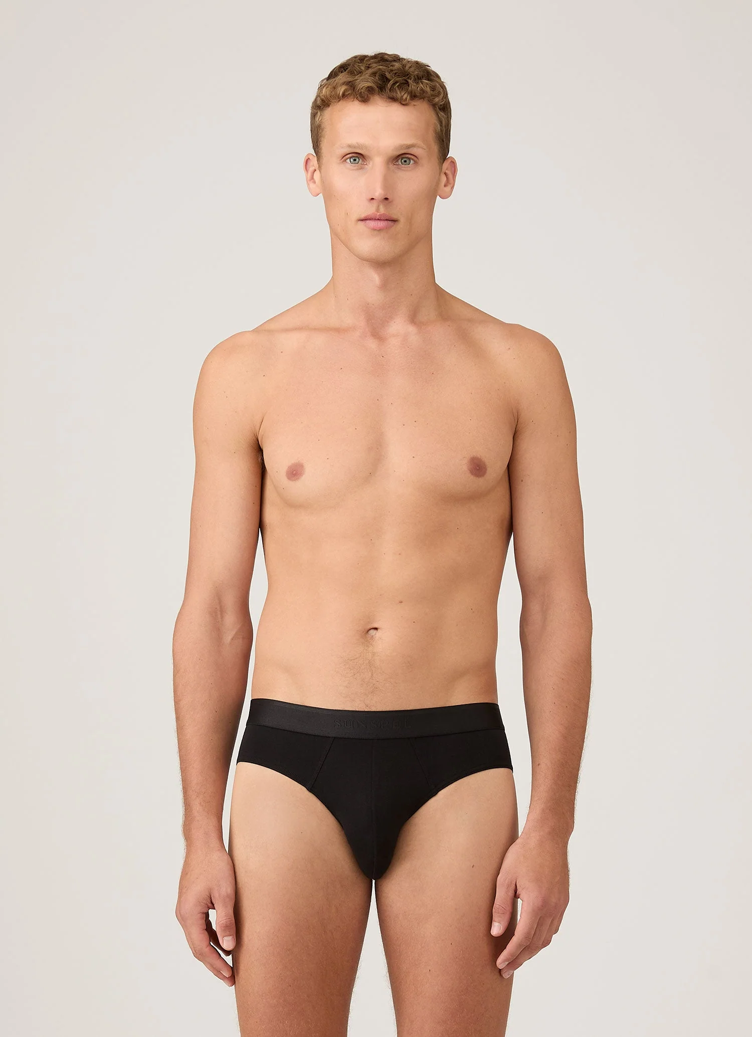 Men's Stretch Cotton Briefs in Black - Image 2