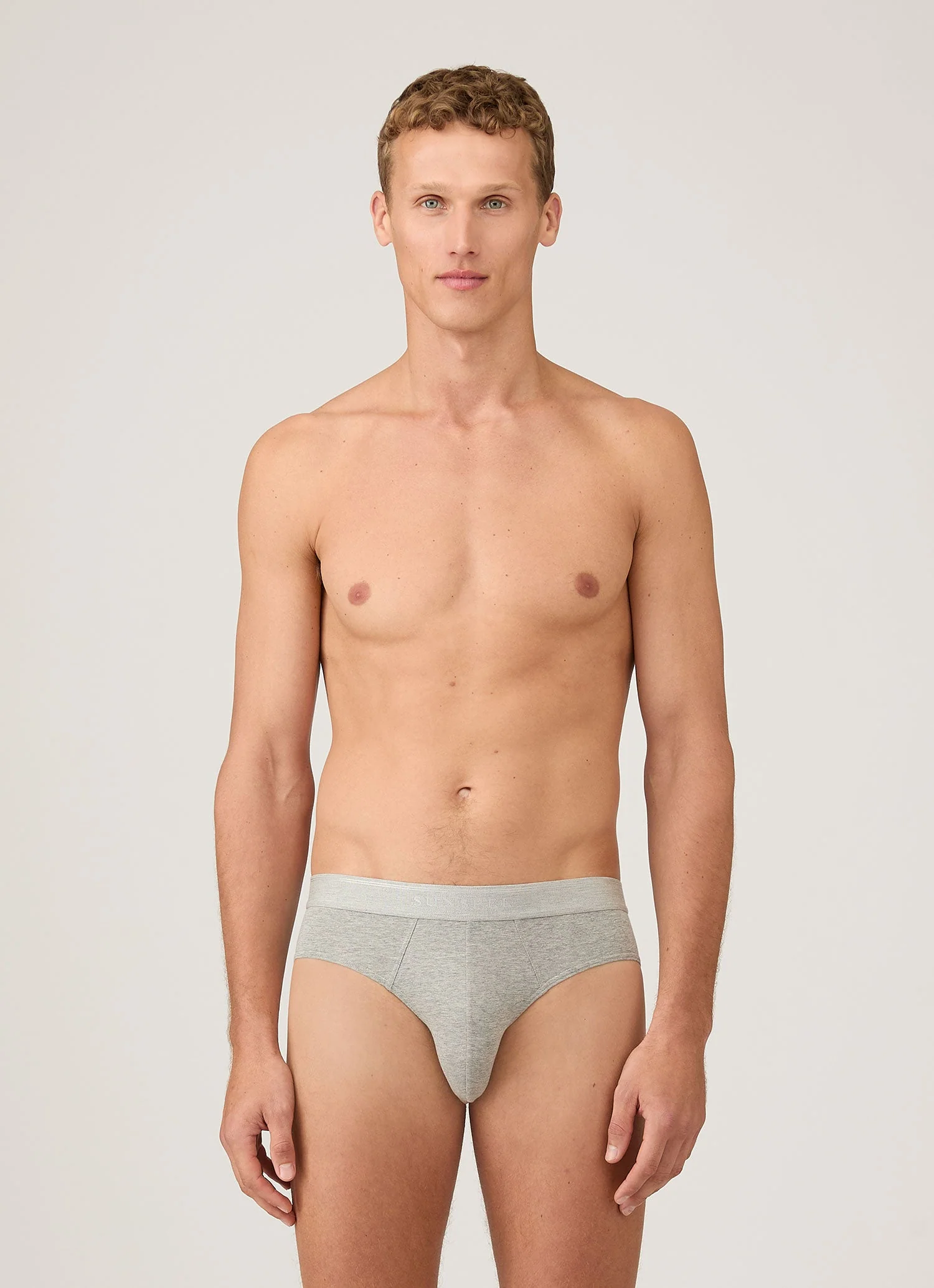 Men's Stretch Cotton Briefs in Grey Melange - Image 2