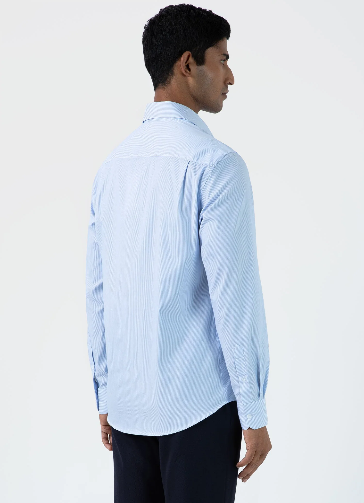 Men's Cotton Stretch Shirt in Light Blue/White - Image 5