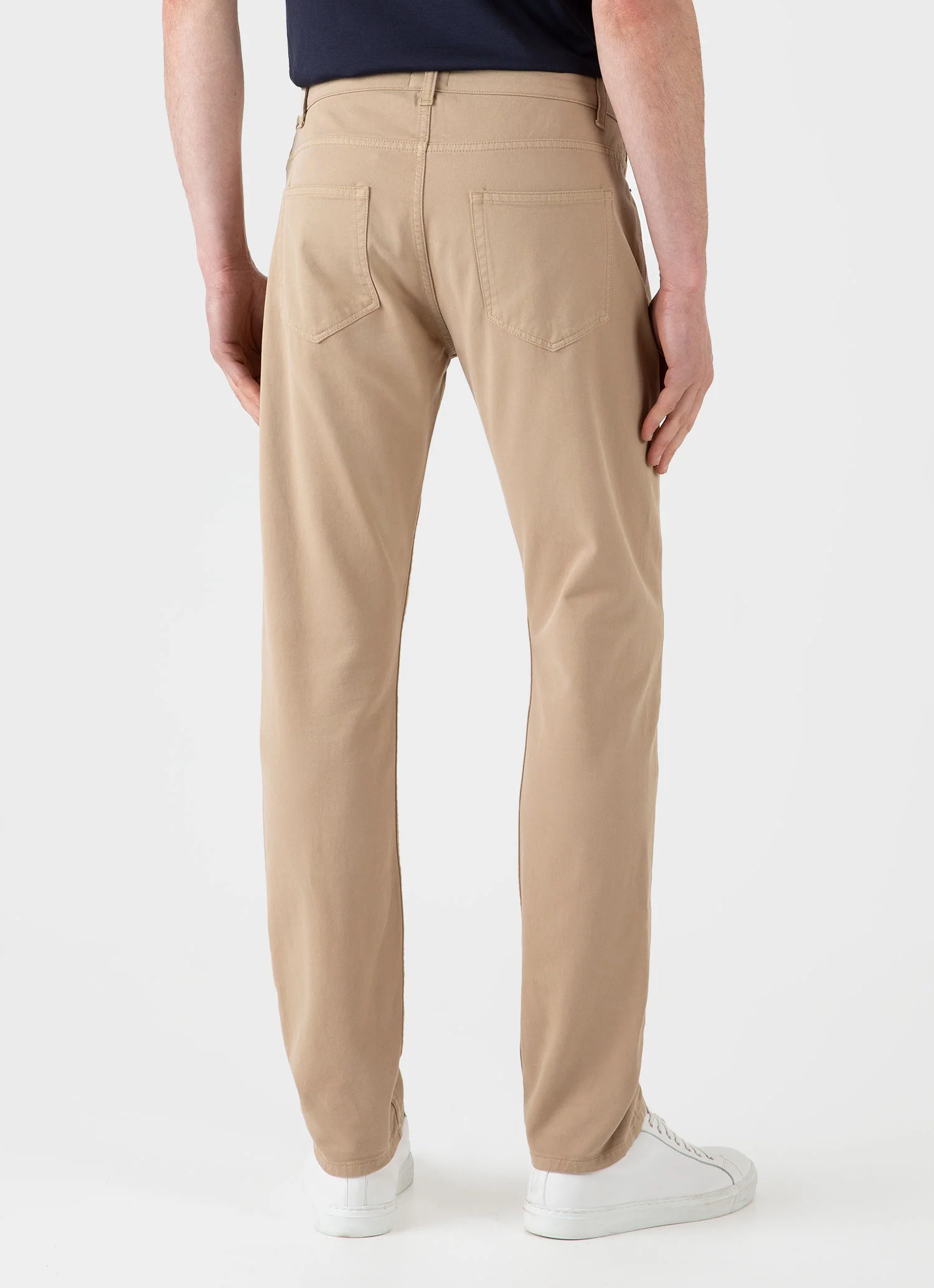 Men's Cotton Drill 5 Pocket Trouser in Stone - Image 4