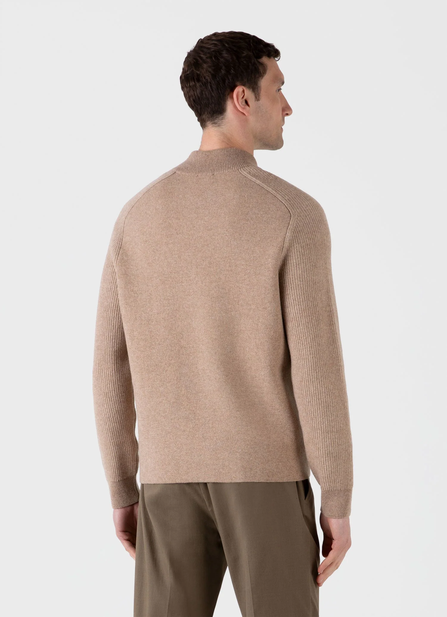 Men's Double Faced Bomber Jacket in Light Sandstone - Image 5