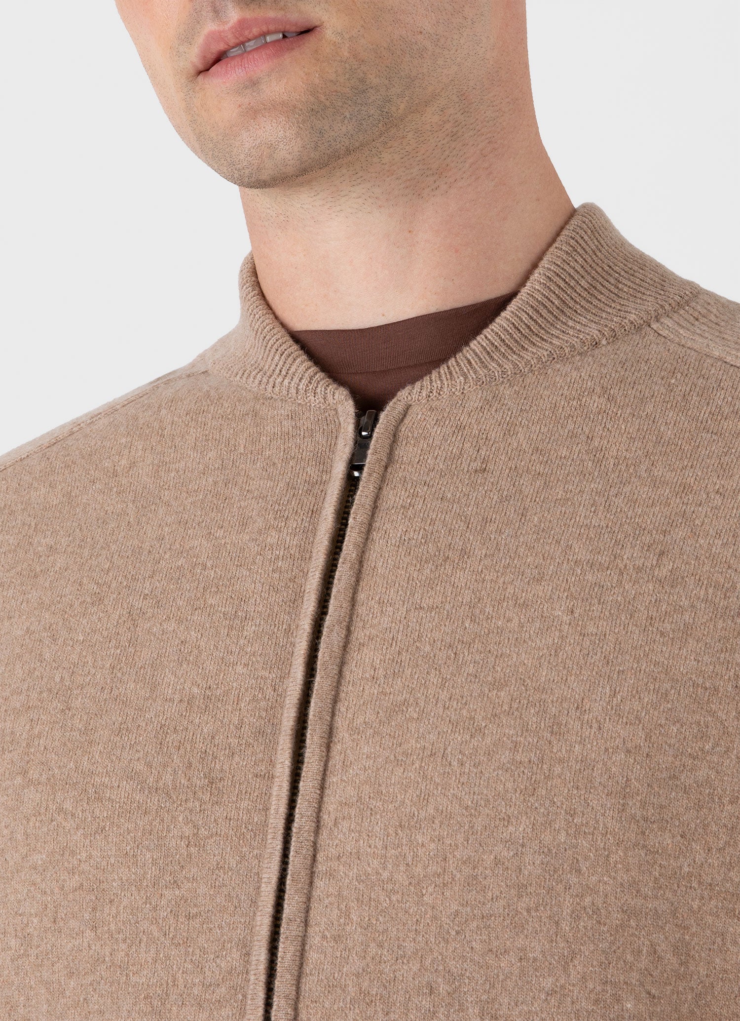 Men's Double Faced Bomber Jacket in Light Sandstone - Image 6