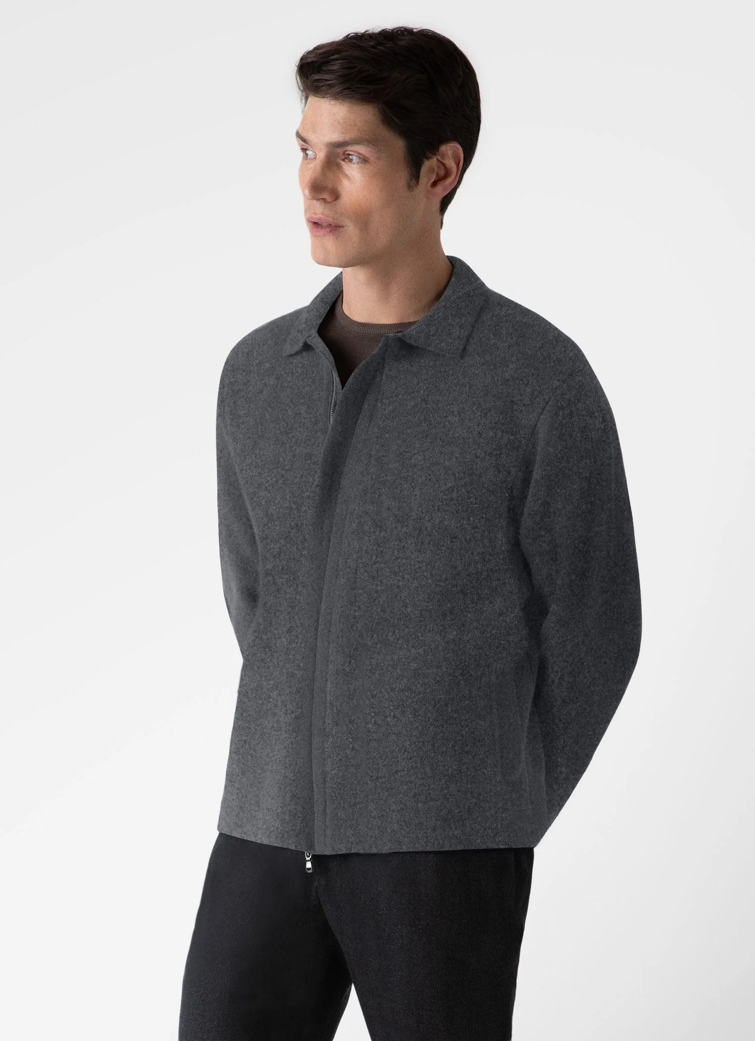 Men's Double Faced Jacket in Charcoal Melange - Image 2