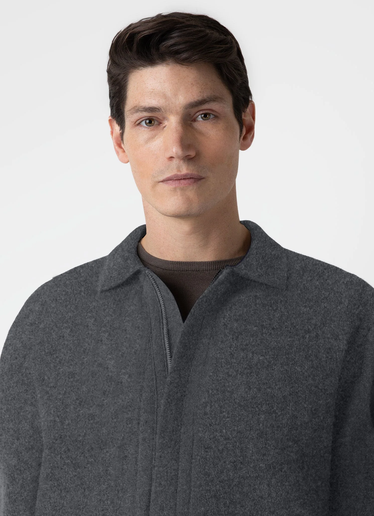 Men's Double Faced Jacket in Charcoal Melange - Image 6